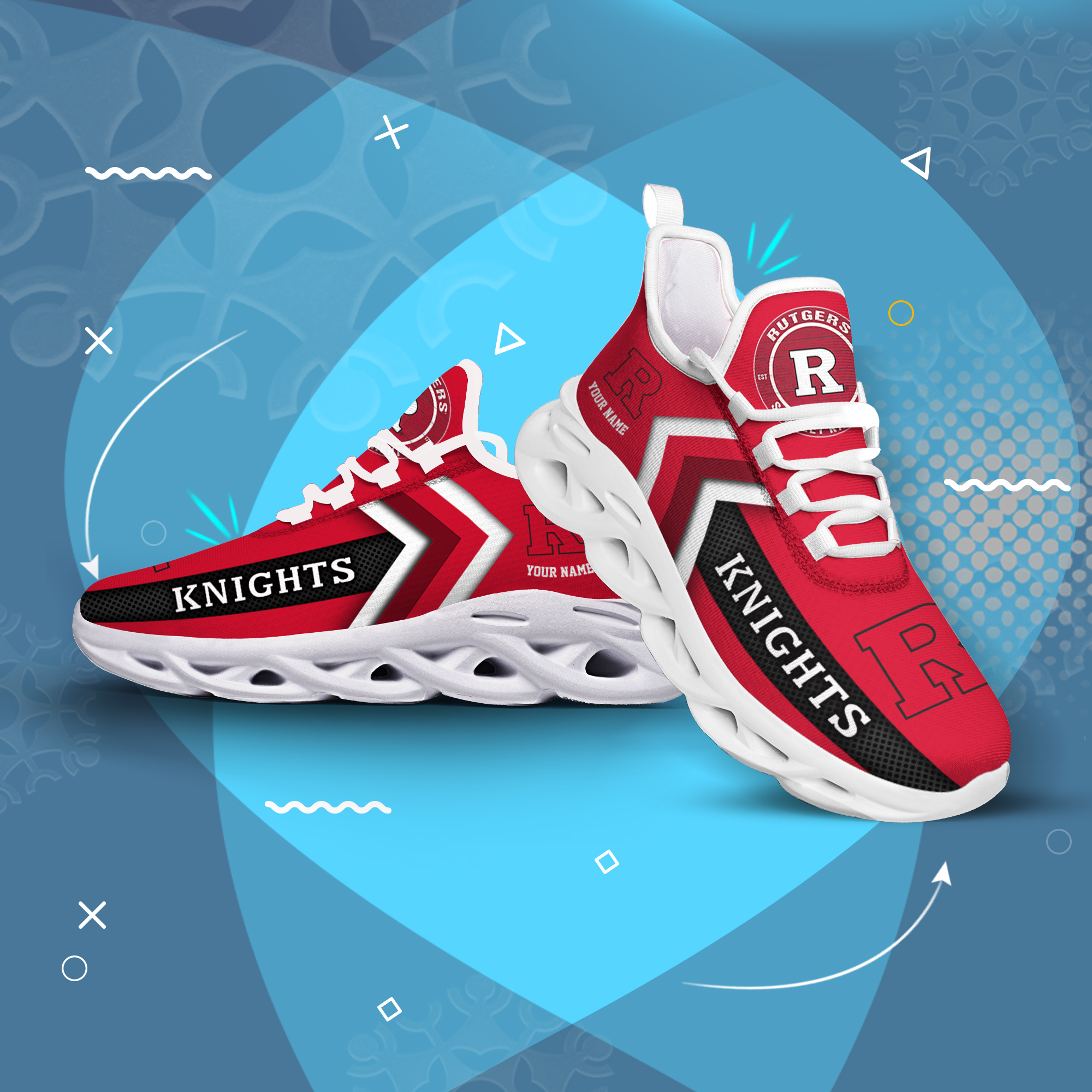 Rutgers Scarlet Knights Personalized Custom Name Max Soul Shoes DS003 - Famjoys Rutgers Scarlet Knights Personalized Custom Name Max Soul Shoes DS003 - Famjoys