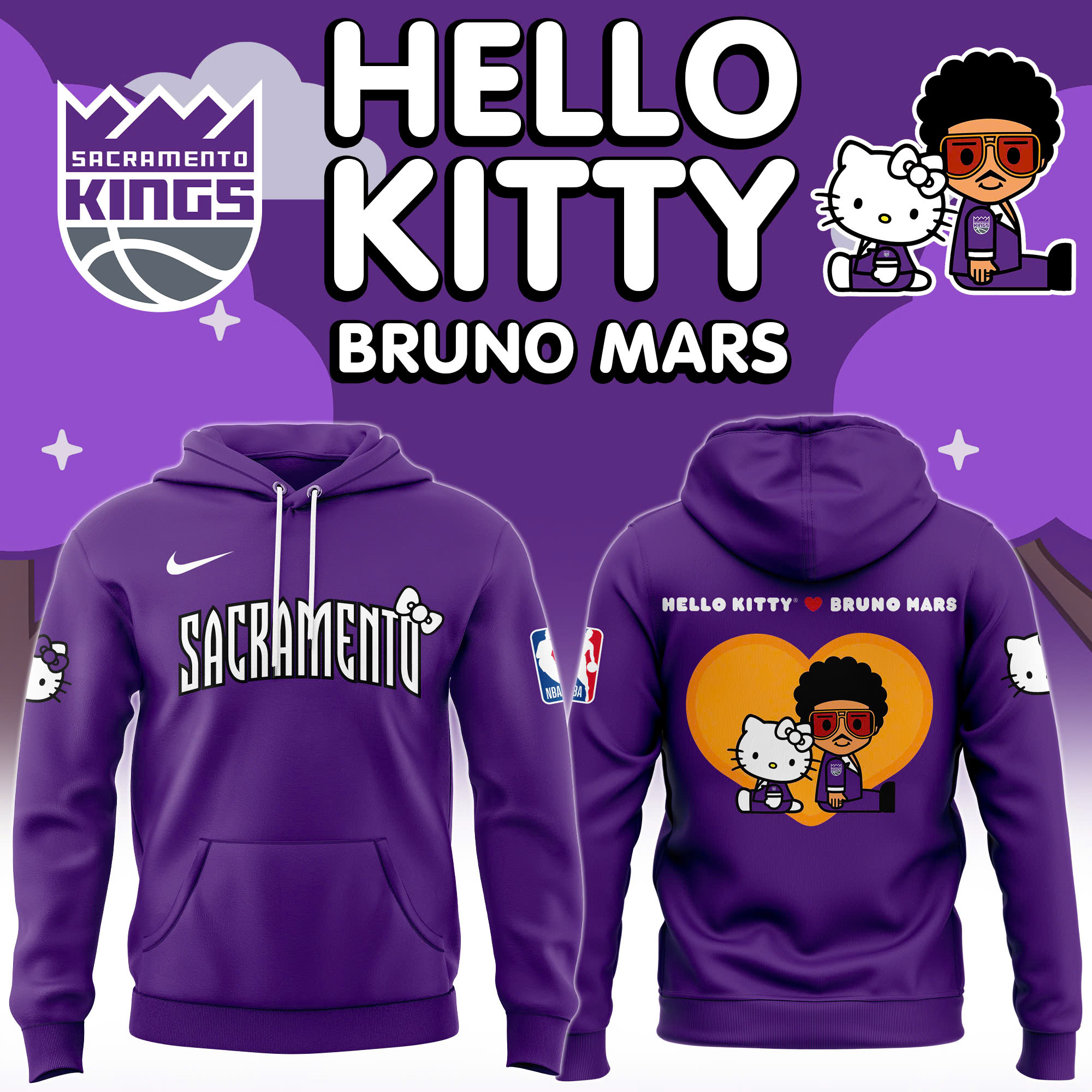 Sacramento Kings NBA Bruno Mars And Collab Premium Hoodie - Famjoys Sacramento Kings NBA Bruno Mars And Collab Premium Hoodie - Famjoys