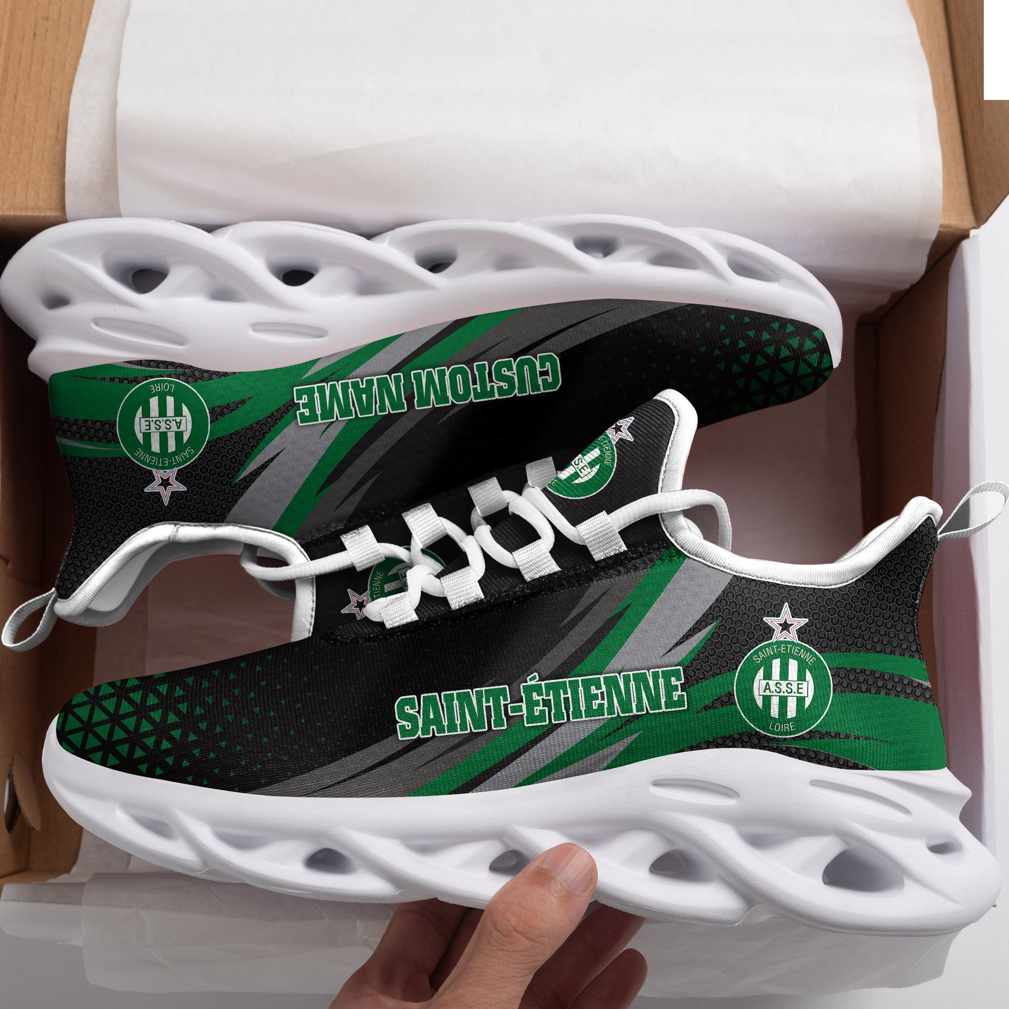 Saint-tienne Triangle Custom Personalized Max Soul Sneakers Shoes - Famjoys Saint-tienne Triangle Custom Personalized Max Soul Sneakers Shoes - Famjoys