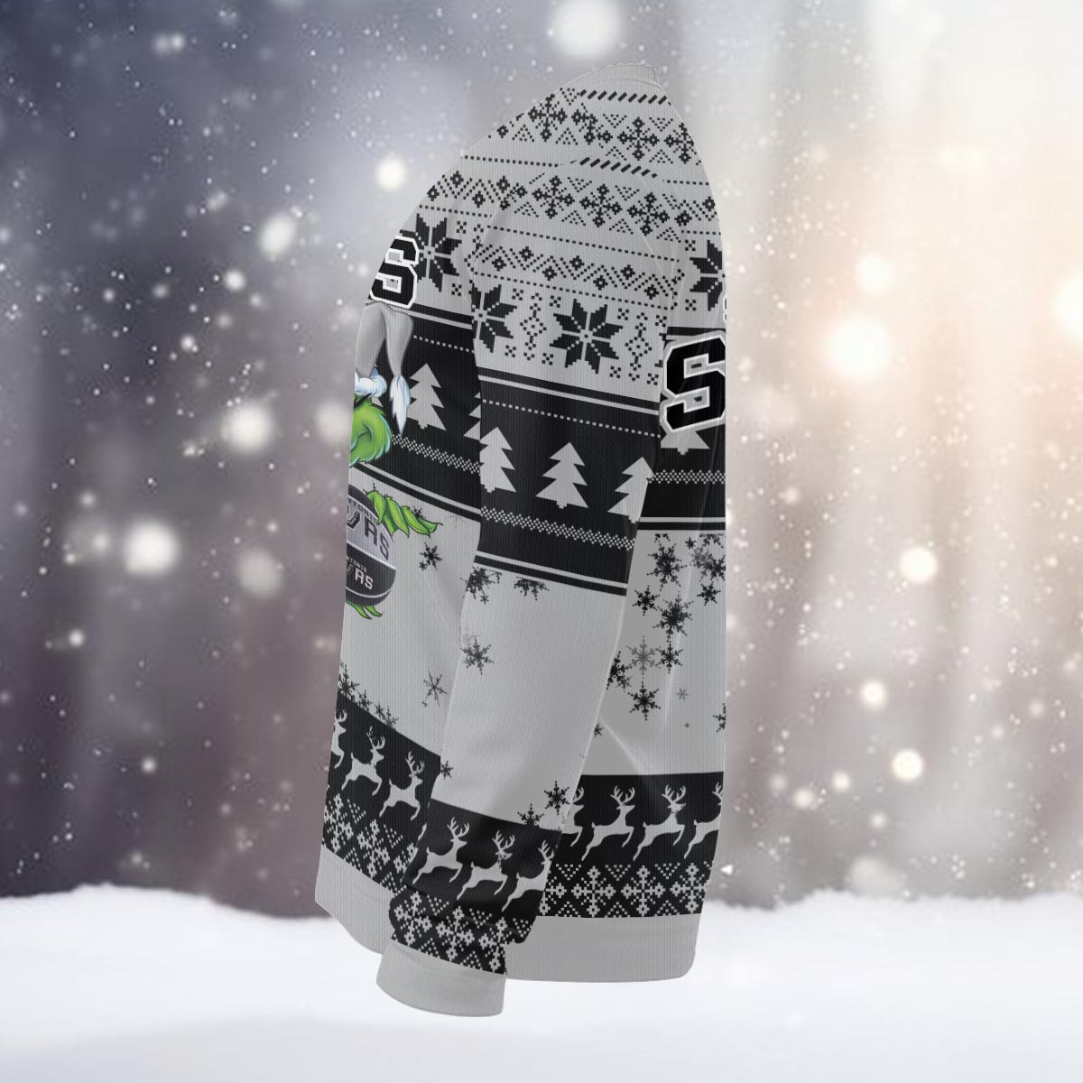 San Antonio Spurs Grinch Christmas Ugly Sweater - Famjoys San Antonio Spurs Grinch Christmas Ugly Sweater - Famjoys