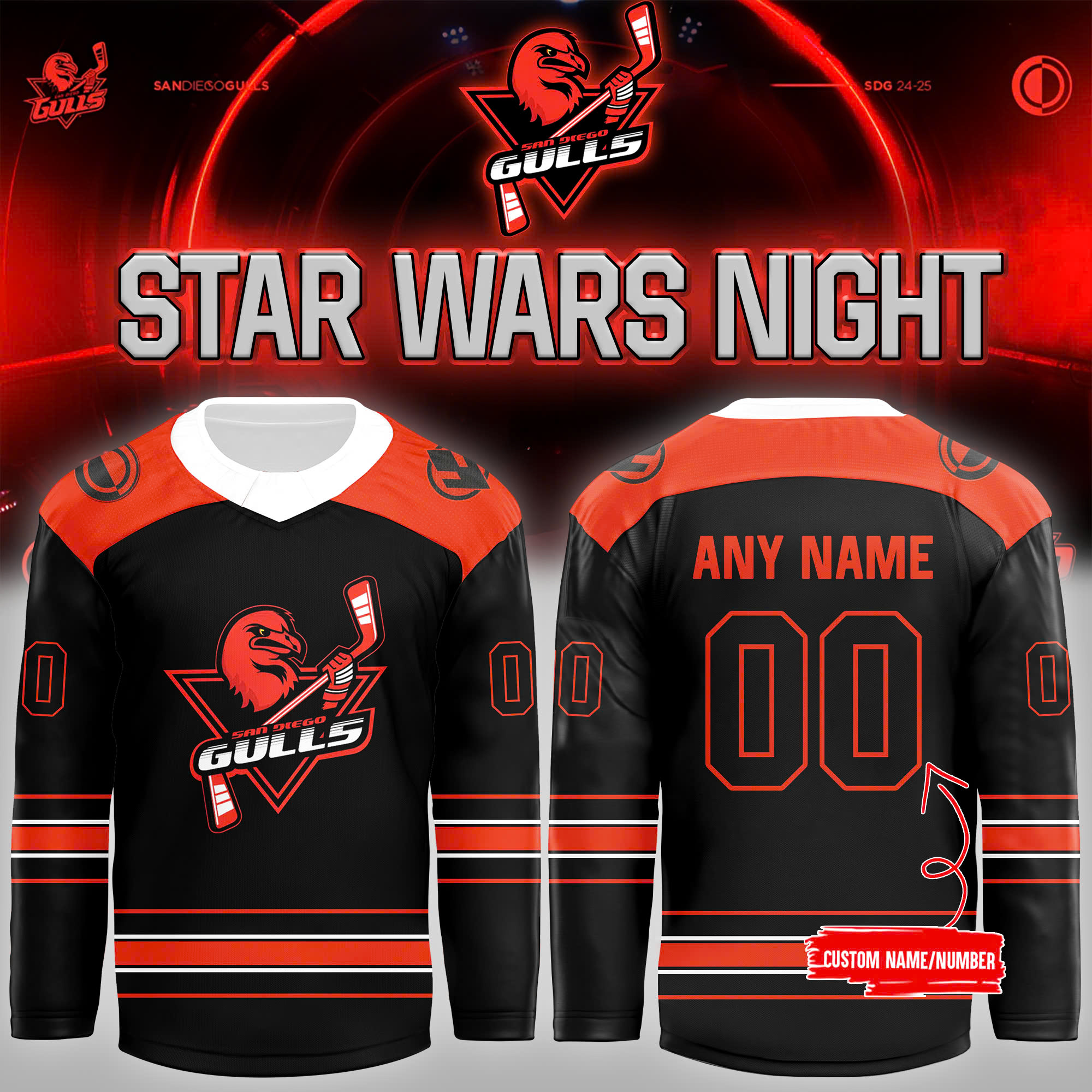 San Diego Gulls 24- Authentic Star Wars Jersey - Famjoys San Diego Gulls 24- Authentic Star Wars Jersey - Famjoys