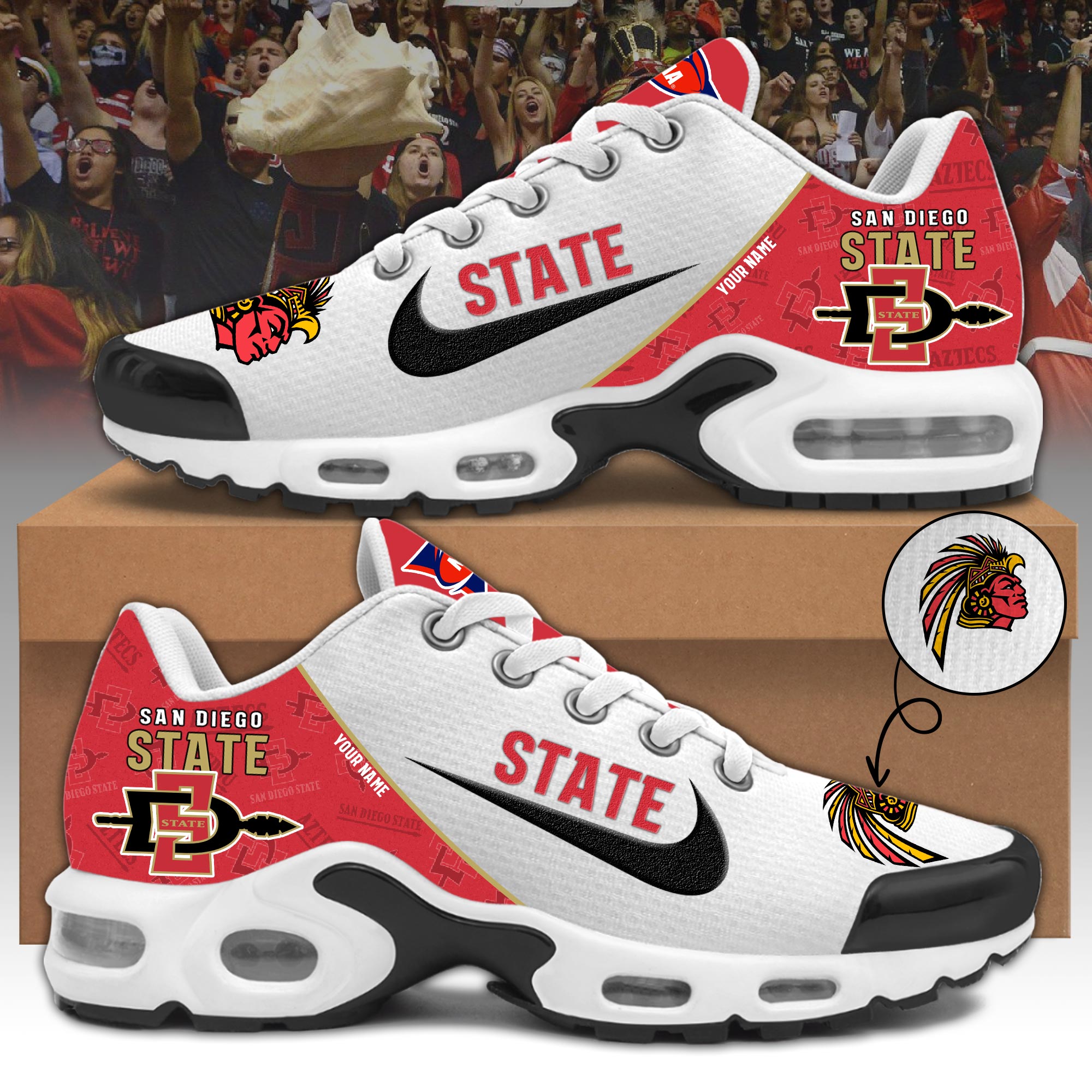 San Diego State Athletics Personalized Shoes - Famjoys San Diego State Athletics Personalized Shoes - Famjoys