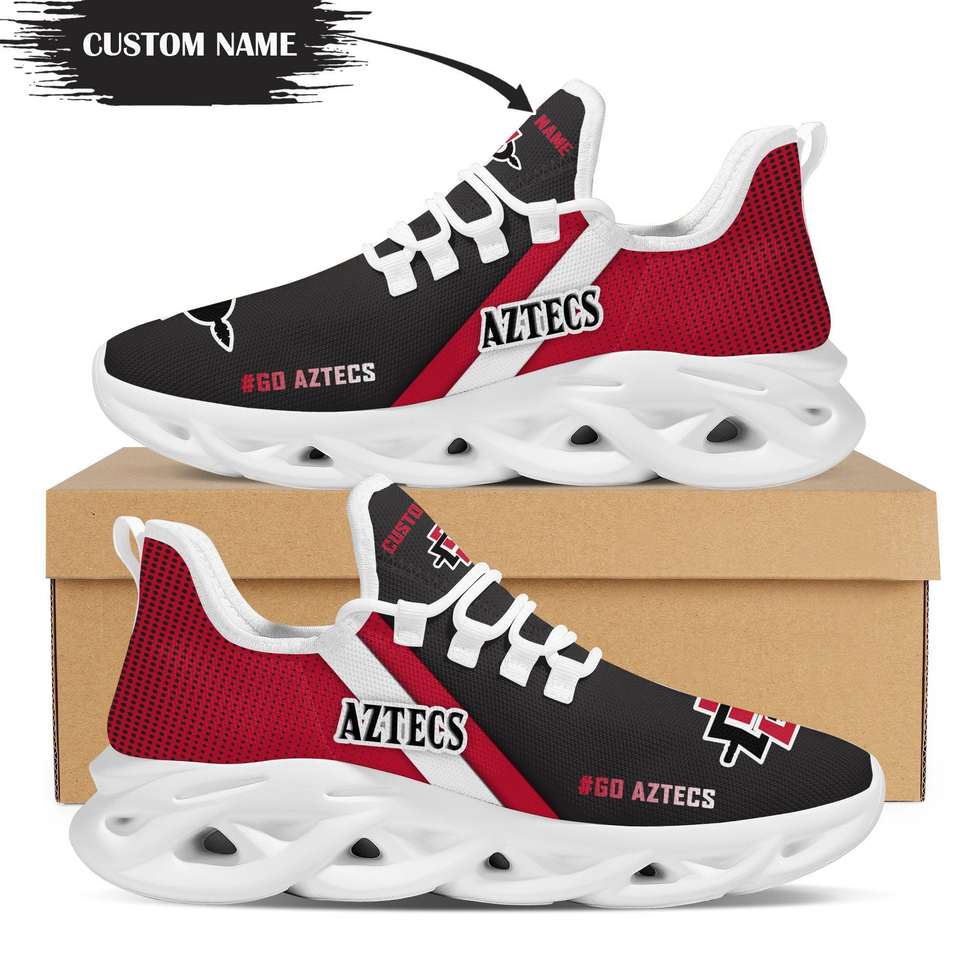 San Diego State Aztecs Custom Personalized Max Soul Sneakers Shoes - Famjoys San Diego State Aztecs Custom Personalized Max Soul Sneakers Shoes - Famjoys