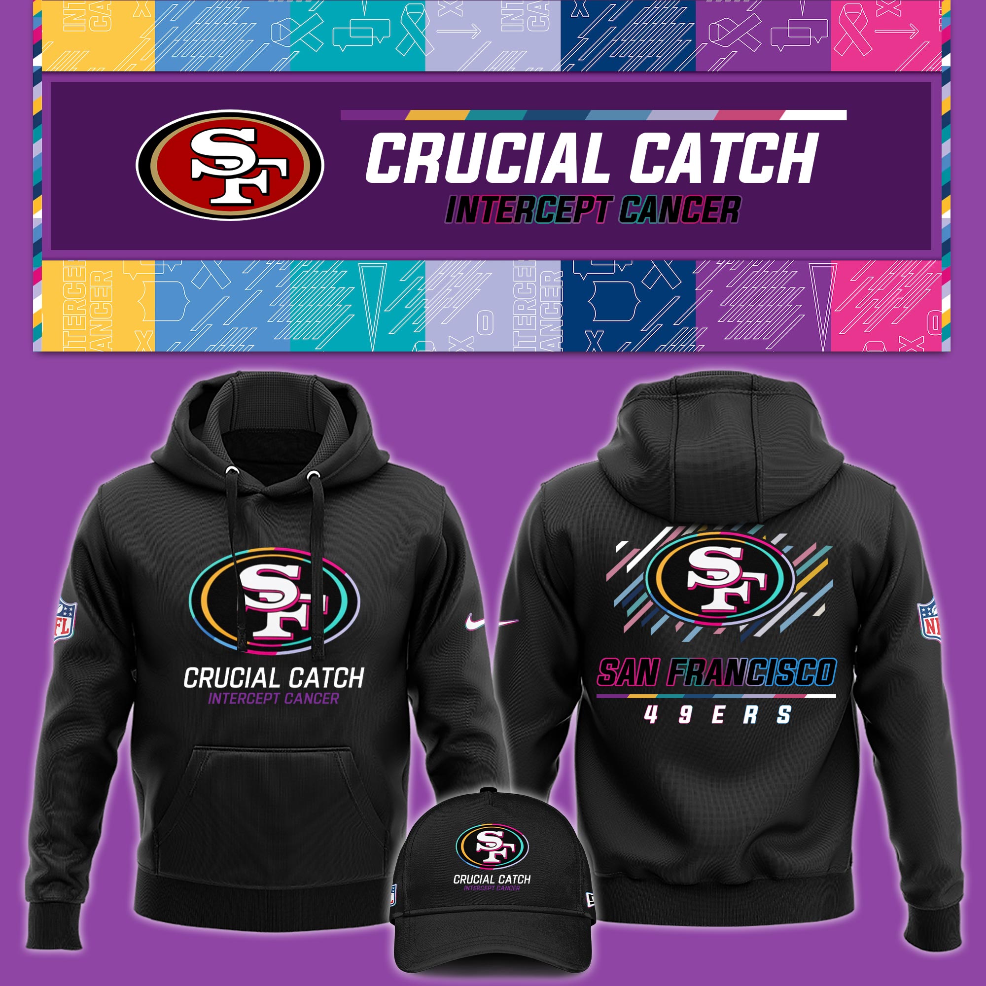 San Francisco 49er Crucial Catch Hoodie - Famjoys San Francisco 49er Crucial Catch Hoodie - Famjoys