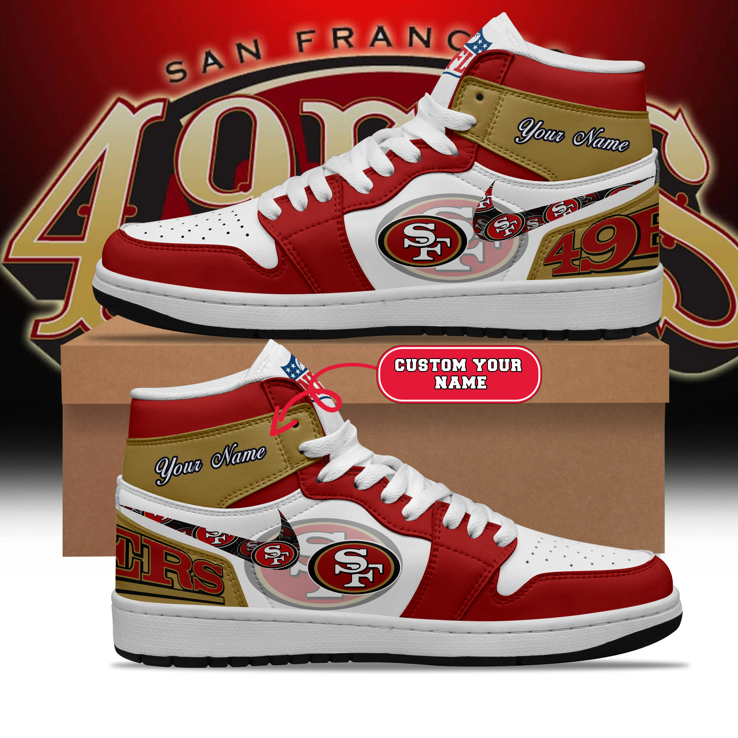 San Francisco 49er Personalized Shoes - Famjoys San Francisco 49er Personalized Shoes - Famjoys