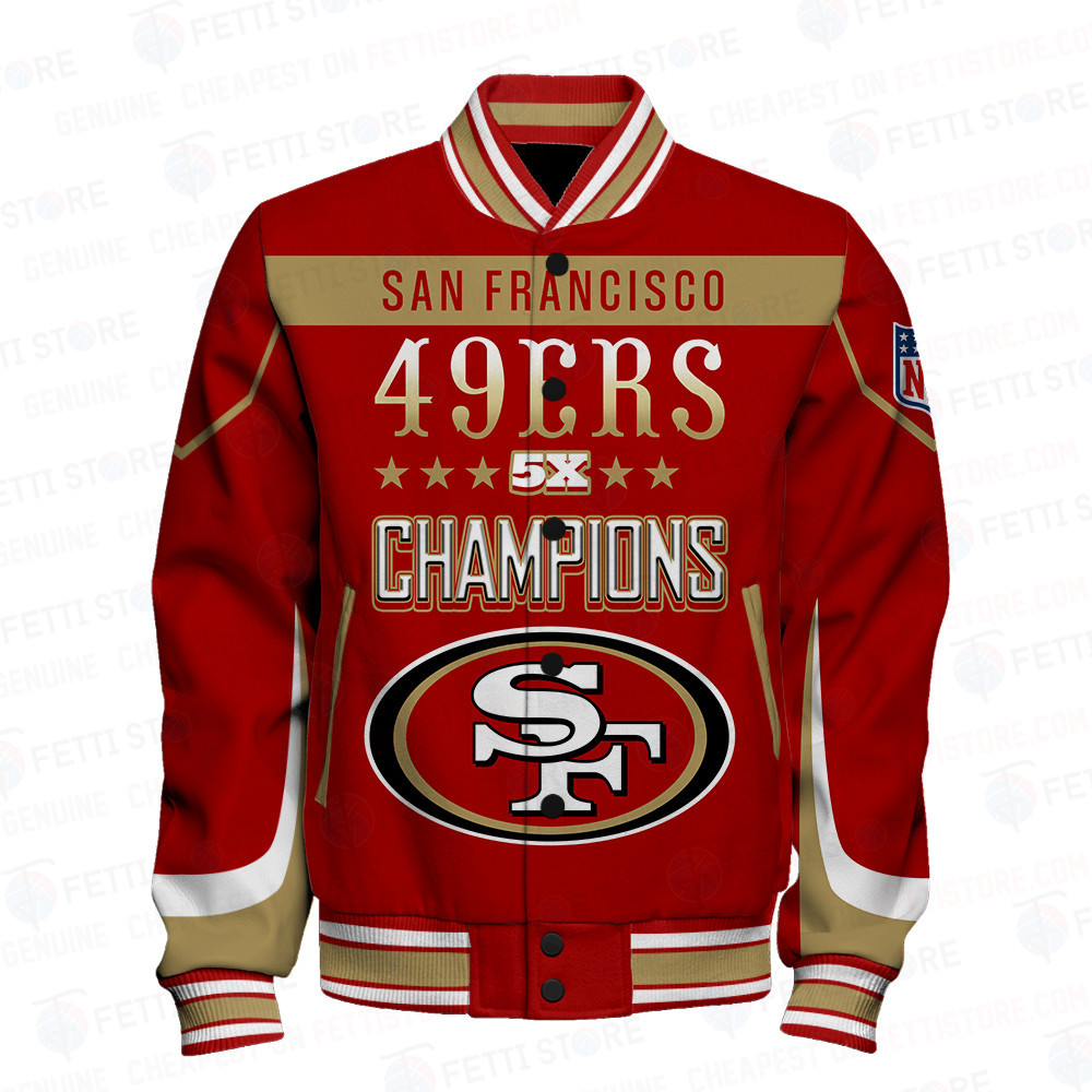San Francisco 49ers 5X Super Bowl Champions Varsity Jacket - Famjoys San Francisco 49ers 5X Super Bowl Champions Varsity Jacket - Famjoys