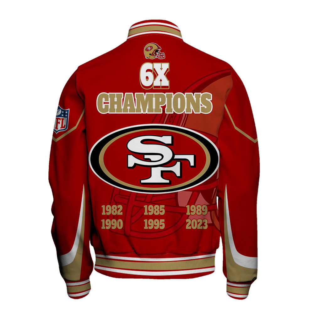 San Francisco 49ers 6X Super Bowl Champions Varsity Jacket - Famjoys San Francisco 49ers 6X Super Bowl Champions Varsity Jacket - Famjoys