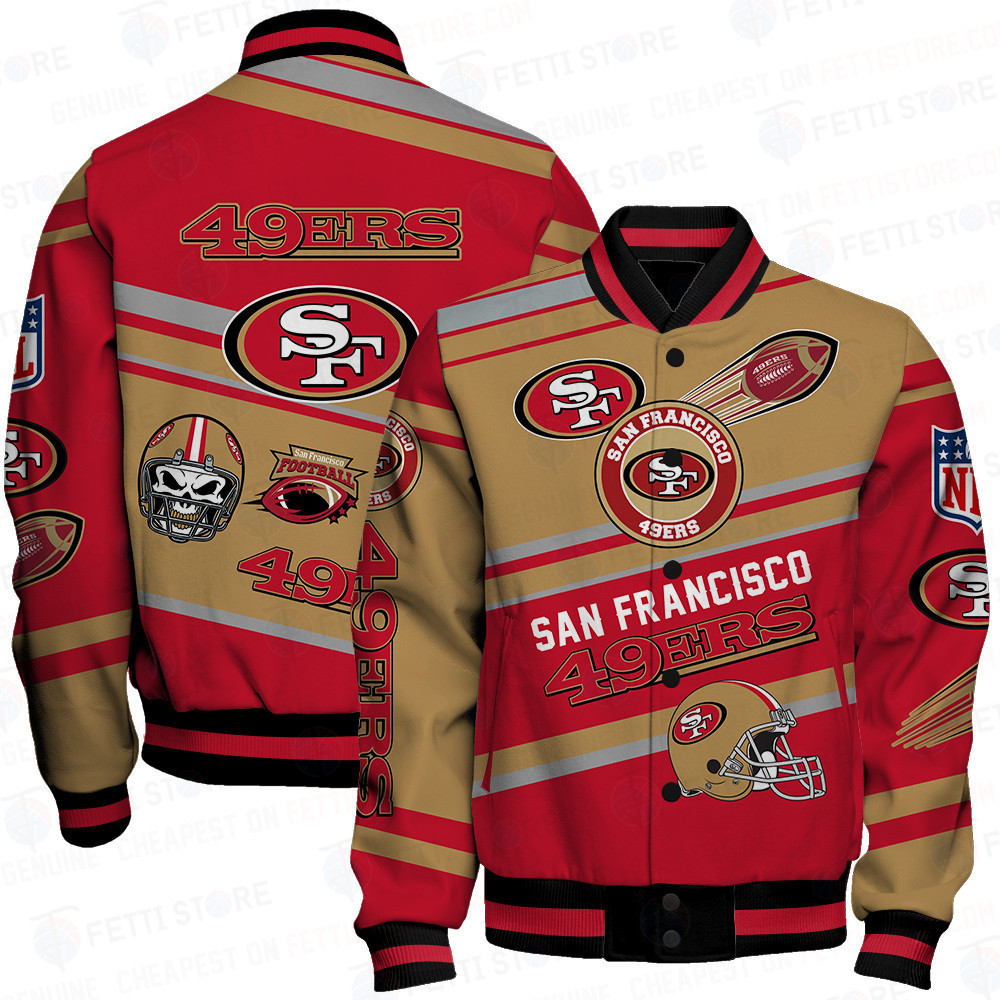 San Francisco 49ers American Football League Pattern Varsity Jacket - Famjoys San Francisco 49ers American Football League Pattern Varsity Jacket - Famjoys