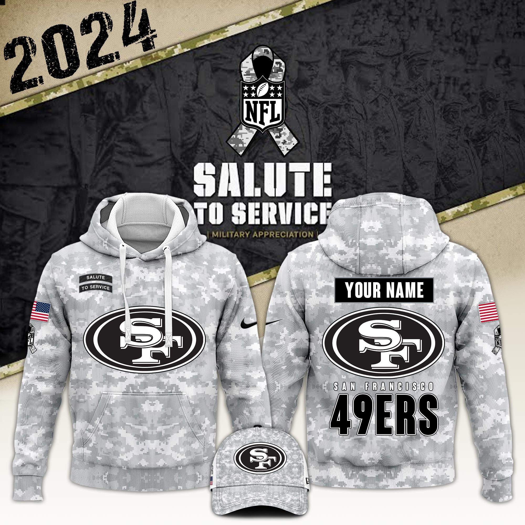 San Francisco 49ers Arctic Camo Salute to Service Club Hoodie Edition - Famjoys San Francisco 49ers Arctic Camo Salute to Service Club Hoodie Edition - Famjoys