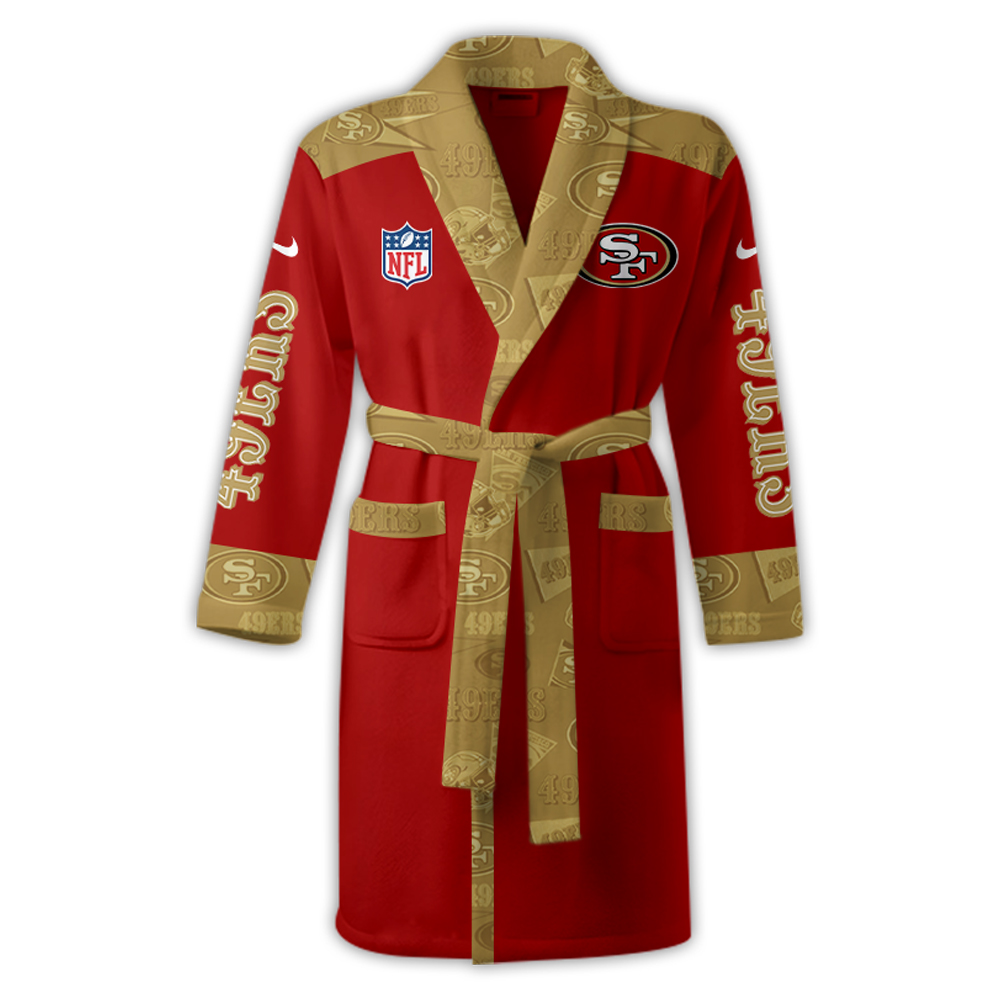 San Francisco 49ers Bathrobe Luxurious Comfort Meets Sporty Style - Famjoys San Francisco 49ers Bathrobe Luxurious Comfort Meets Sporty Style - Famjoys