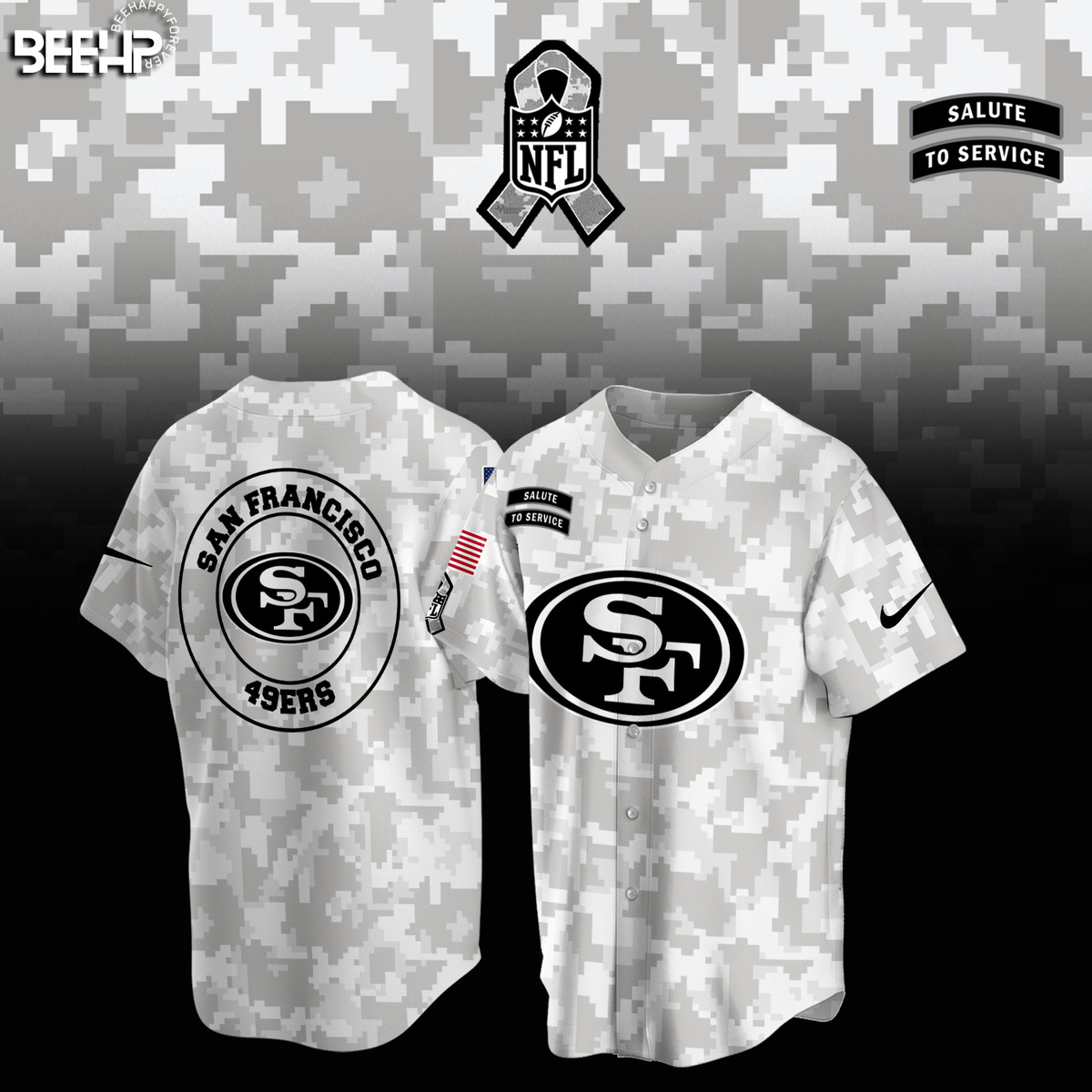 San Francisco 49ers Camo Salute to Service Combo - Famjoys San Francisco 49ers Camo Salute to Service Combo - Famjoys