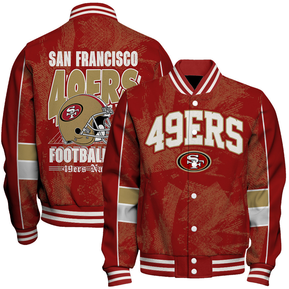 San Francisco 49ers - Cheering Symbols Unisex Varsity Jacket - Famjoys San Francisco 49ers - Cheering Symbols Unisex Varsity Jacket - Famjoys