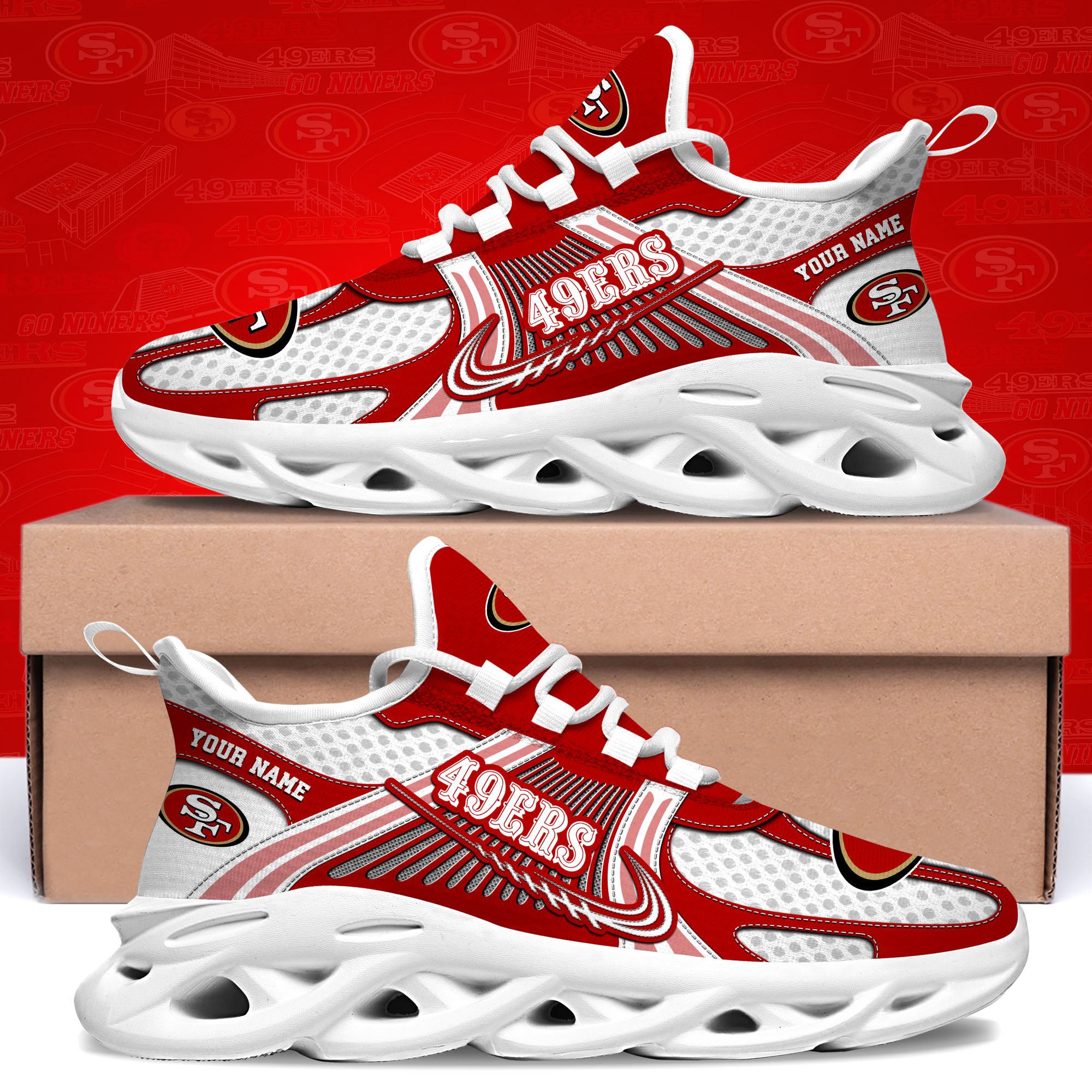 San Francisco 49ers Clunky Sneakers Custom Your Name, Sport Sneakers For Fans, Gifts For Sport Lovers, Gift For Dad ETRG-62453 - Famjoys San Francisco 49ers Clunky Sneakers Custom Your Name, Sport Sneakers For Fans, Gifts For Sport Lovers, Gift For Dad ETRG-62453 - Famjoys