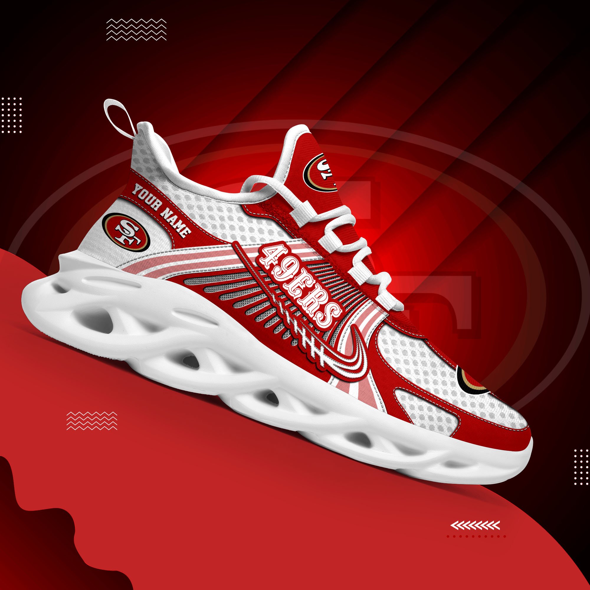 San Francisco 49ers Clunky Sneakers Custom Your Name, Sport Sneakers For Fans, Gifts For Sport Lovers, Gift For Dad ETRG-62453 - Famjoys San Francisco 49ers Clunky Sneakers Custom Your Name, Sport Sneakers For Fans, Gifts For Sport Lovers, Gift For Dad ETRG-62453 - Famjoys