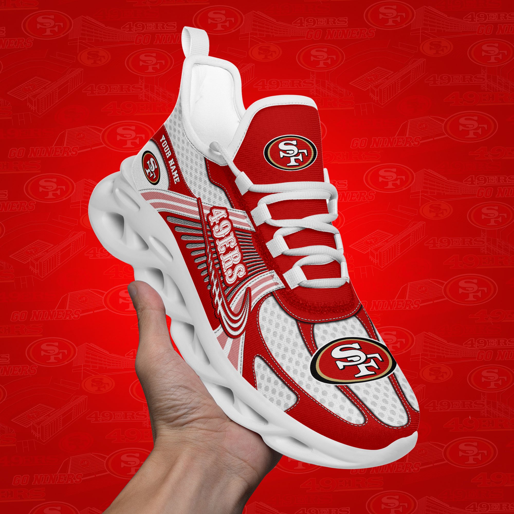 San Francisco 49ers Clunky Sneakers Custom Your Name, Sport Sneakers For Fans, Gifts For Sport Lovers, Gift For Dad ETRG-62453 - Famjoys San Francisco 49ers Clunky Sneakers Custom Your Name, Sport Sneakers For Fans, Gifts For Sport Lovers, Gift For Dad ETRG-62453 - Famjoys