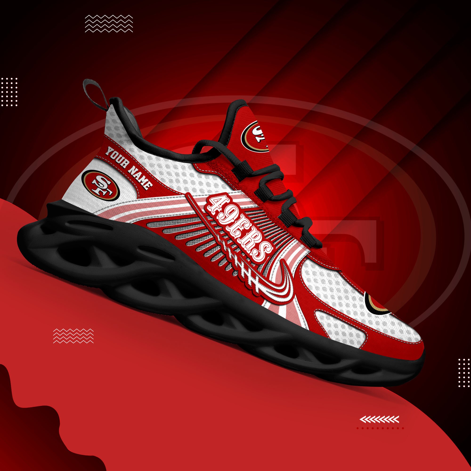 San Francisco 49ers Clunky Sneakers Custom Your Name, Sport Sneakers For Fans, Gifts For Sport Lovers, Gift For Dad ETRG-62453 - Famjoys San Francisco 49ers Clunky Sneakers Custom Your Name, Sport Sneakers For Fans, Gifts For Sport Lovers, Gift For Dad ETRG-62453 - Famjoys