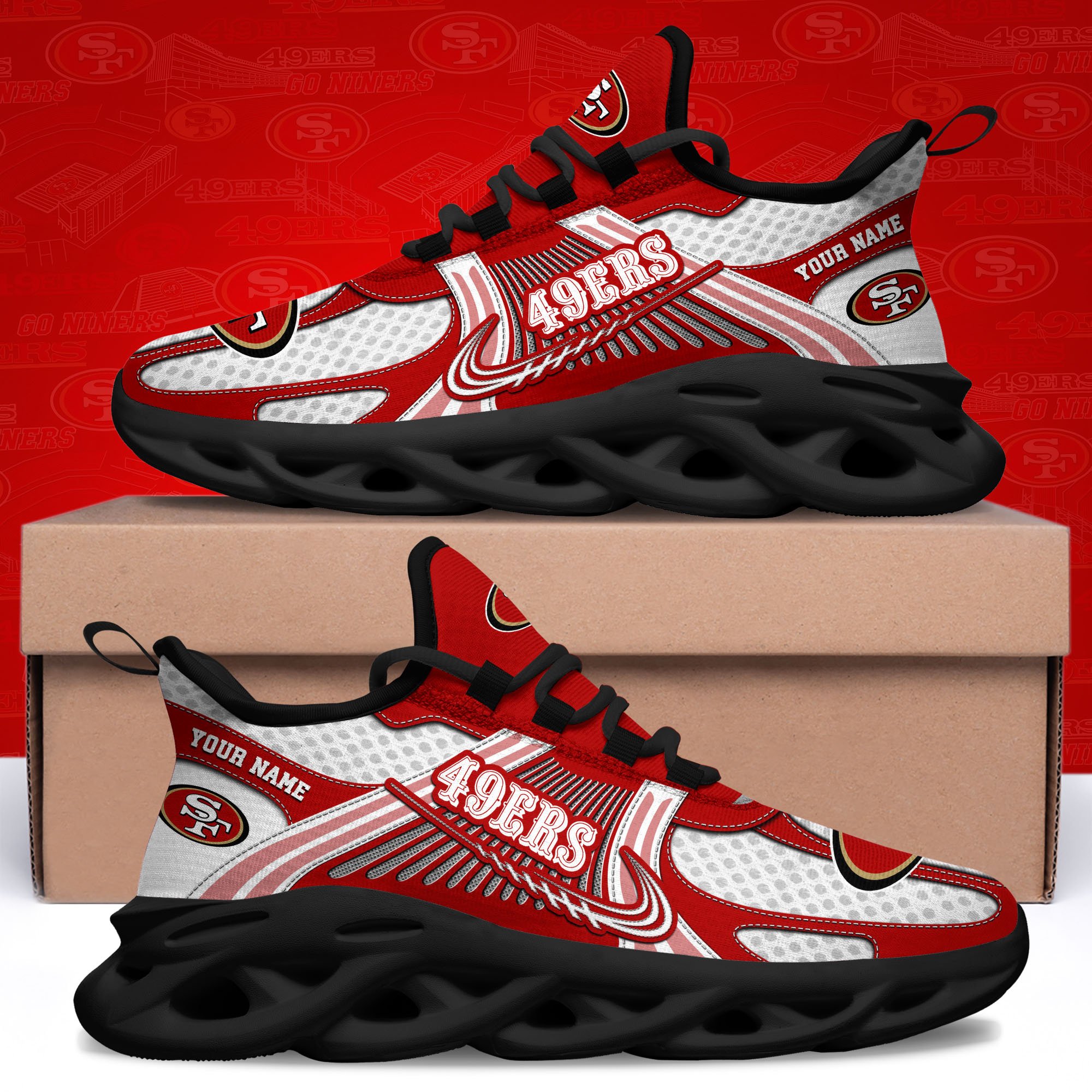 San Francisco 49ers Clunky Sneakers Custom Your Name, Sport Sneakers For Fans, Gifts For Sport Lovers, Gift For Dad ETRG-62453 - Famjoys San Francisco 49ers Clunky Sneakers Custom Your Name, Sport Sneakers For Fans, Gifts For Sport Lovers, Gift For Dad ETRG-62453 - Famjoys