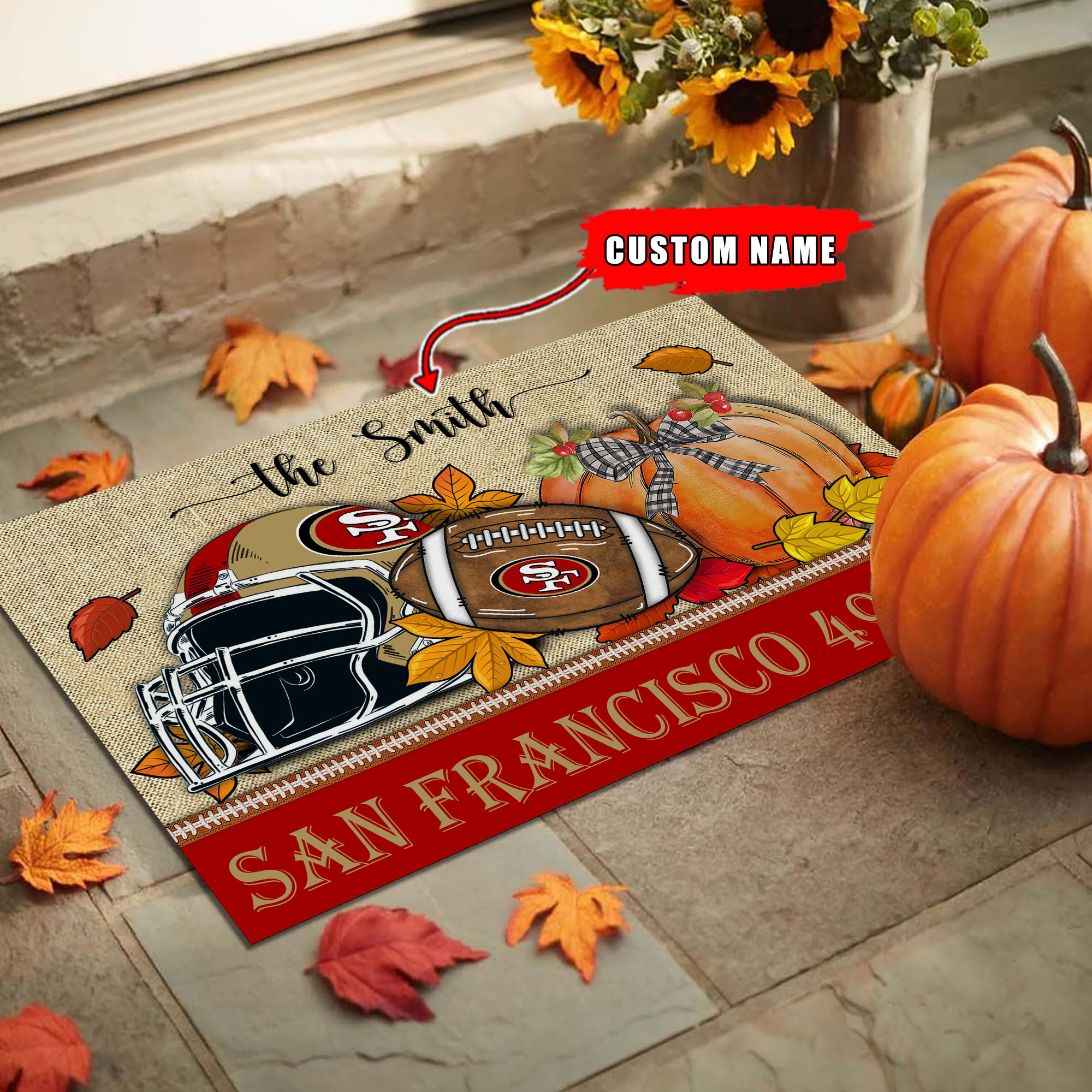 San Francisco 49ers Fall Football Doormat - Famjoys San Francisco 49ers Fall Football Doormat - Famjoys
