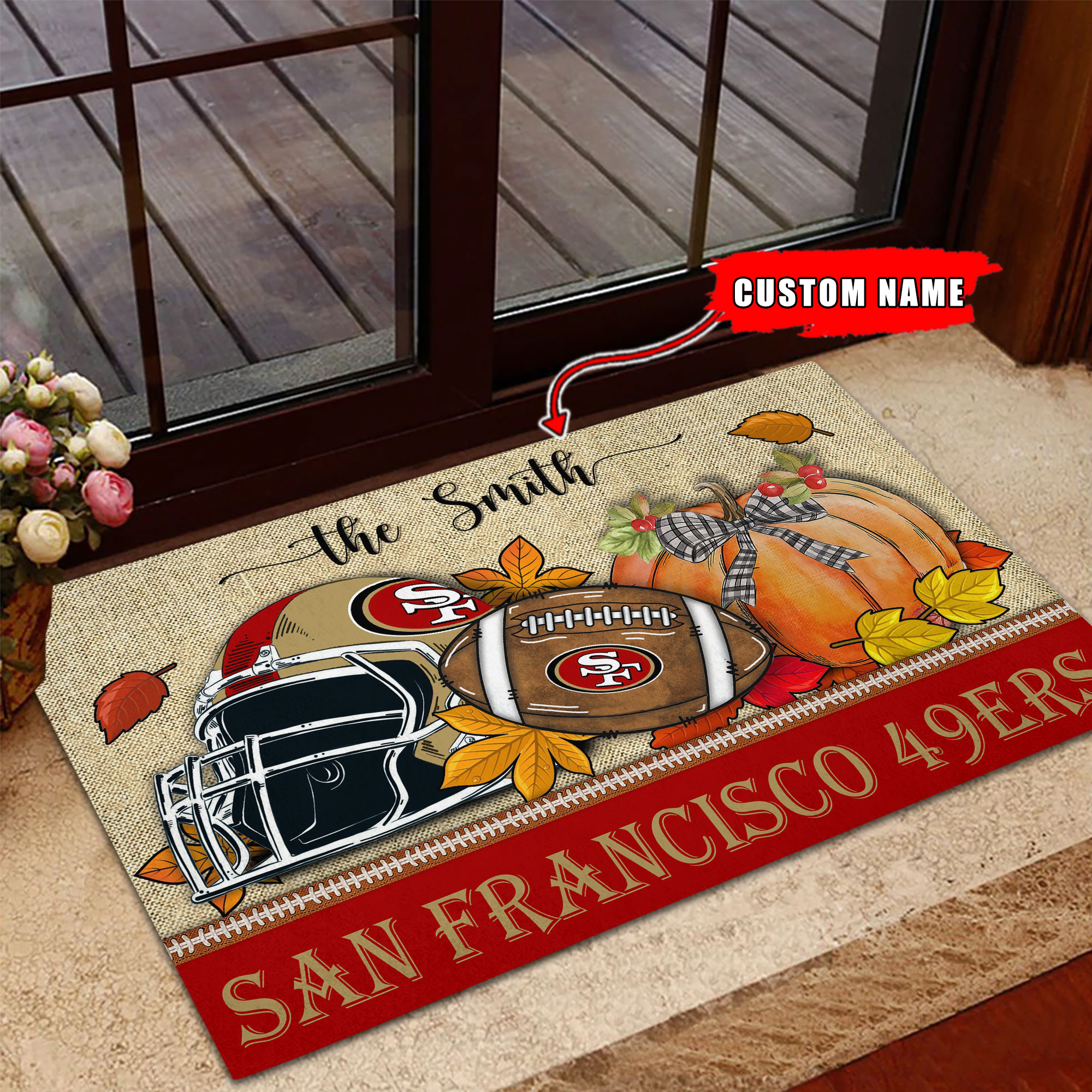 San Francisco 49ers Fall Football Doormat - Famjoys San Francisco 49ers Fall Football Doormat - Famjoys