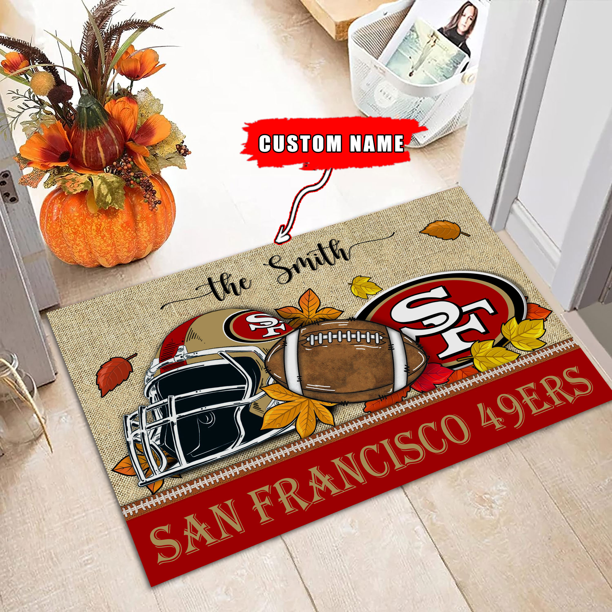 San Francisco 49ers Football Doormat - Famjoys San Francisco 49ers Football Doormat - Famjoys
