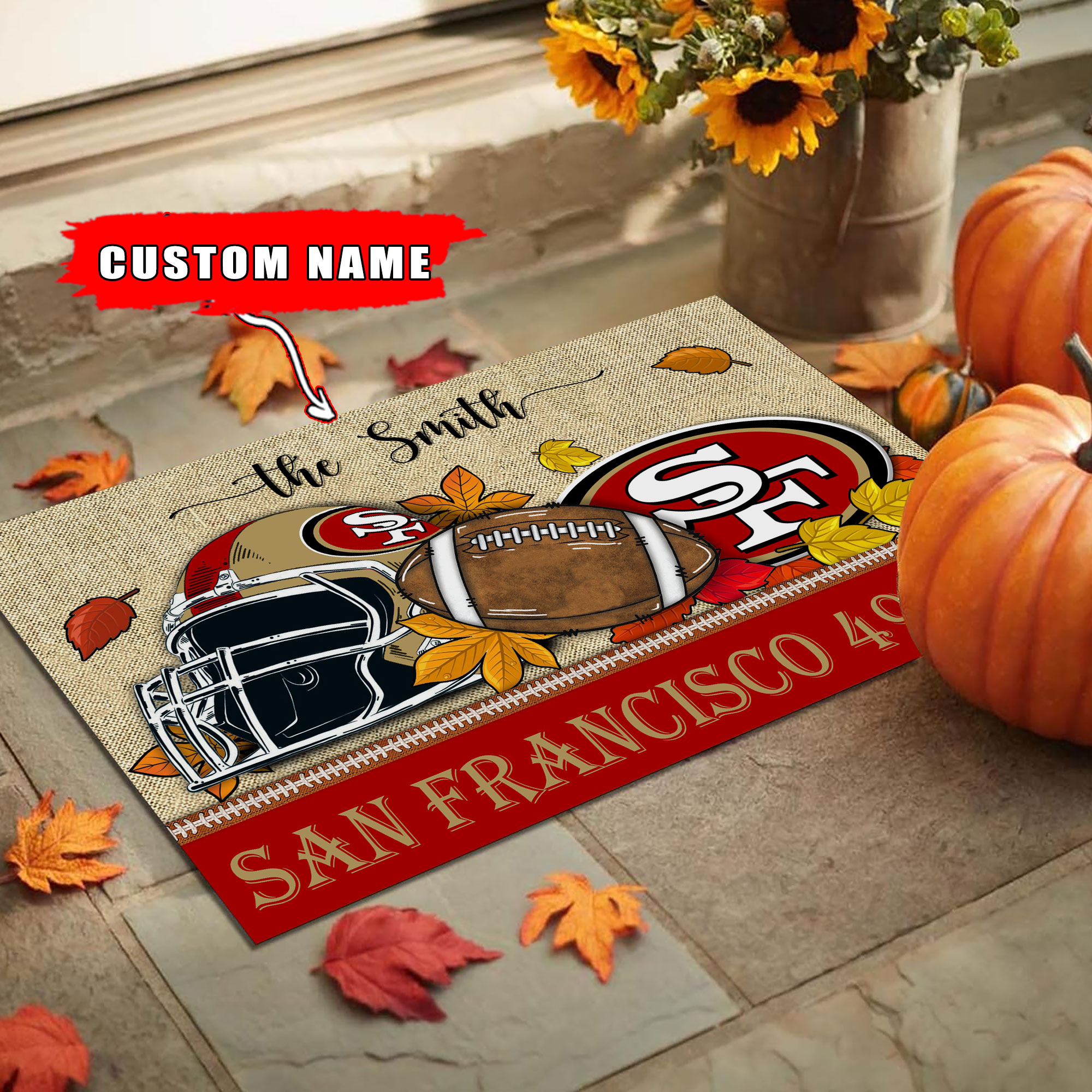 San Francisco 49ers Football Doormat - Famjoys San Francisco 49ers Football Doormat - Famjoys
