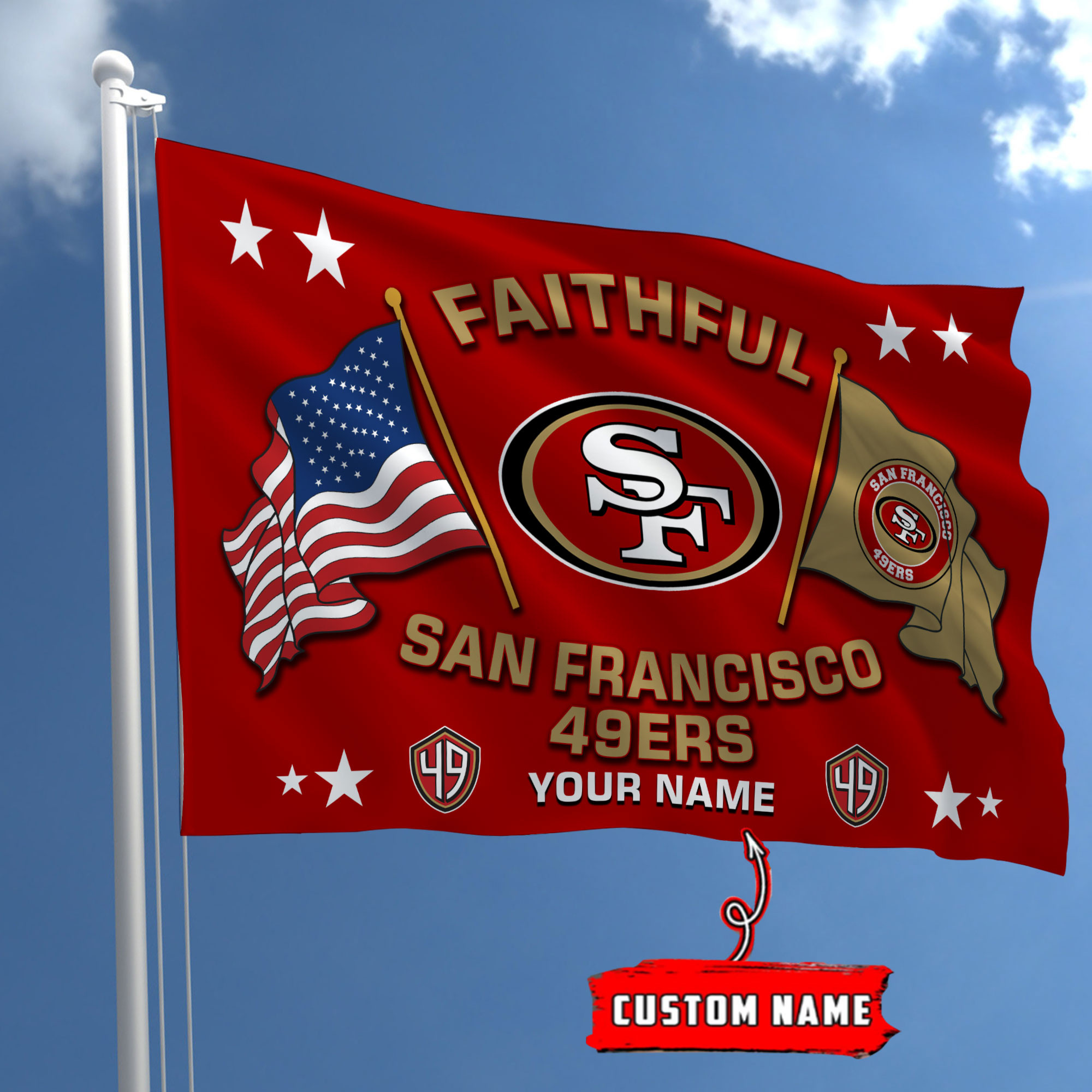 San Francisco 49ers Football House Flag - Famjoys San Francisco 49ers Football House Flag - Famjoys