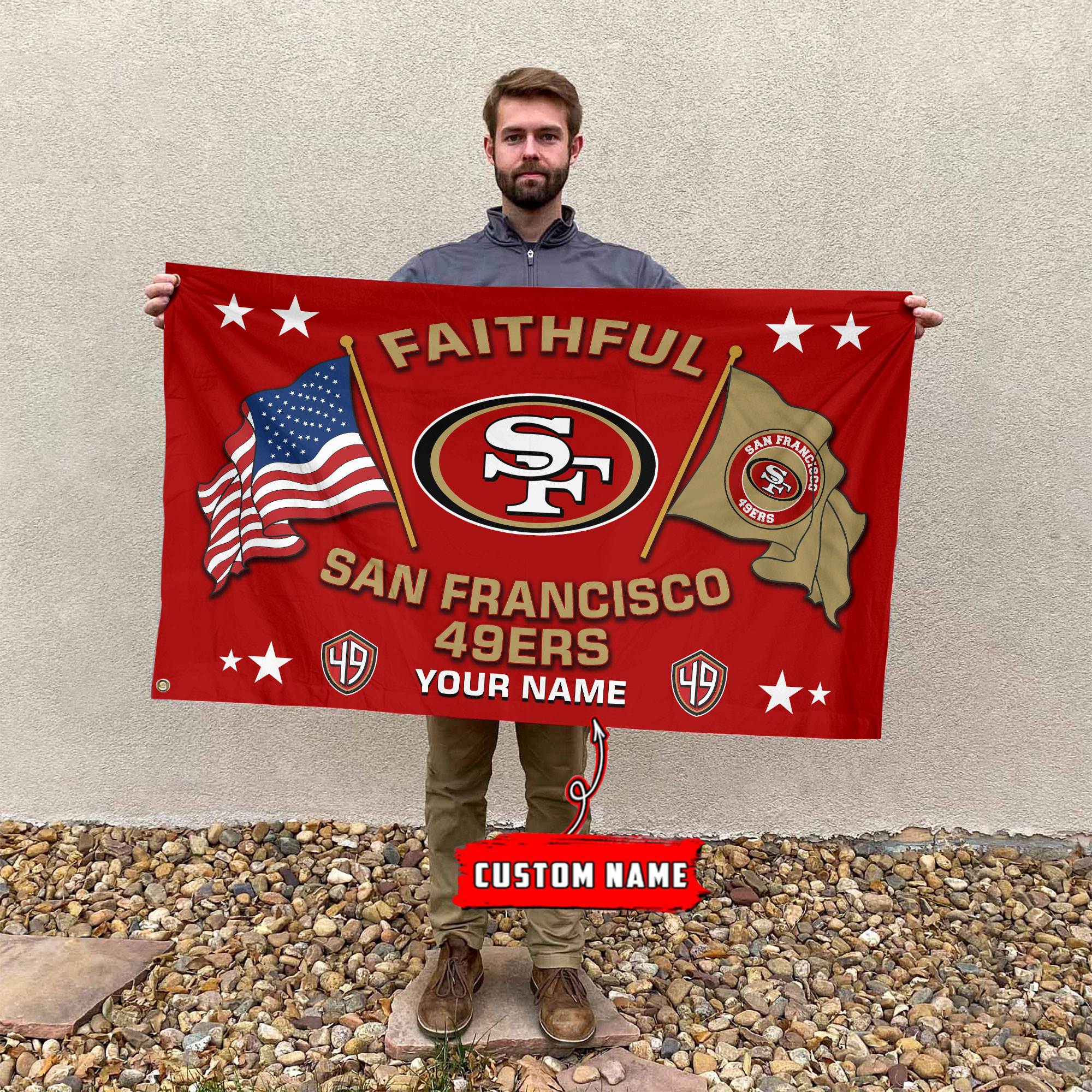 San Francisco 49ers Football House Flag - Famjoys San Francisco 49ers Football House Flag - Famjoys