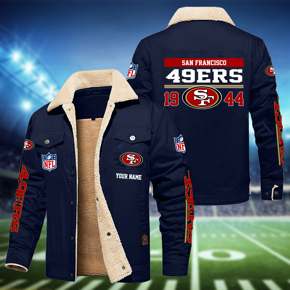 San Francisco 49ers H111 Fleece Jacket SP11122328ID06DS09 - Famjoys San Francisco 49ers H111 Fleece Jacket SP11122328ID06DS09 - Famjoys