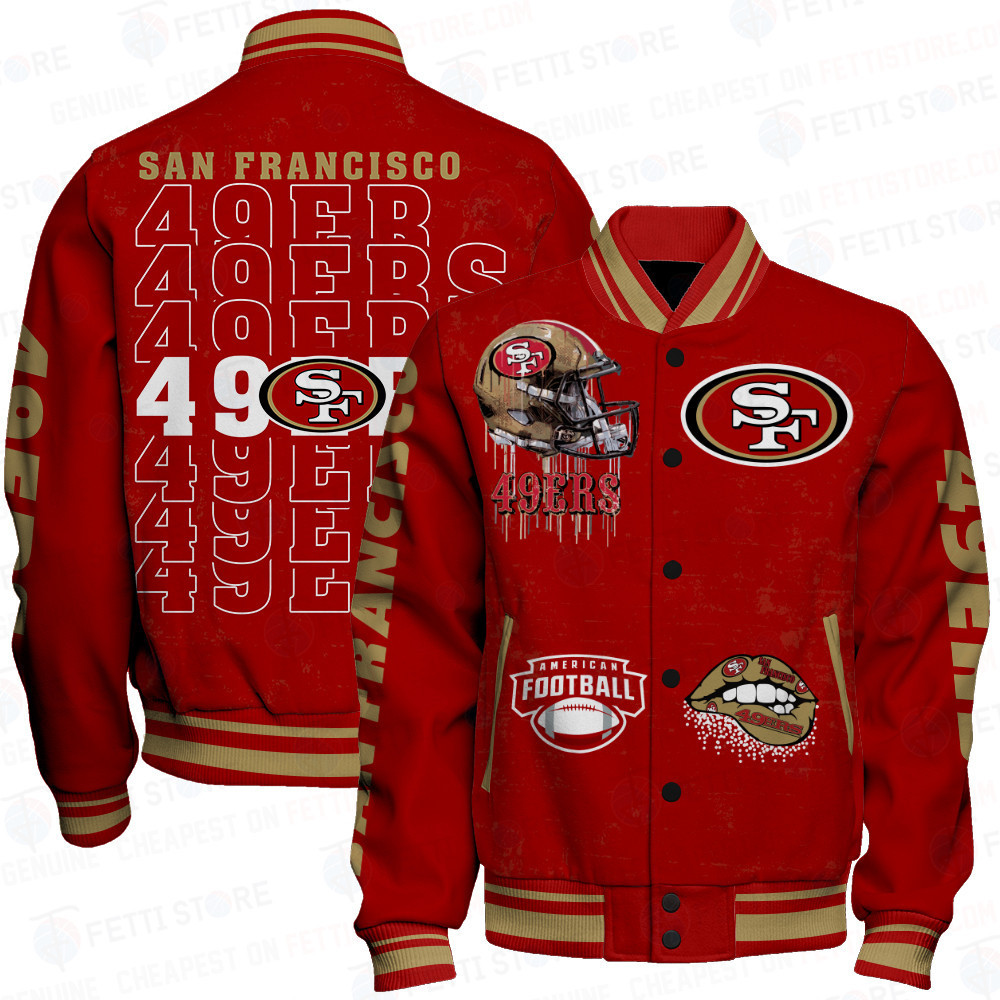 San Francisco 49ers National Football League Print Varsity Jacket STM V6 - Famjoys San Francisco 49ers National Football League Print Varsity Jacket STM V6 - Famjoys