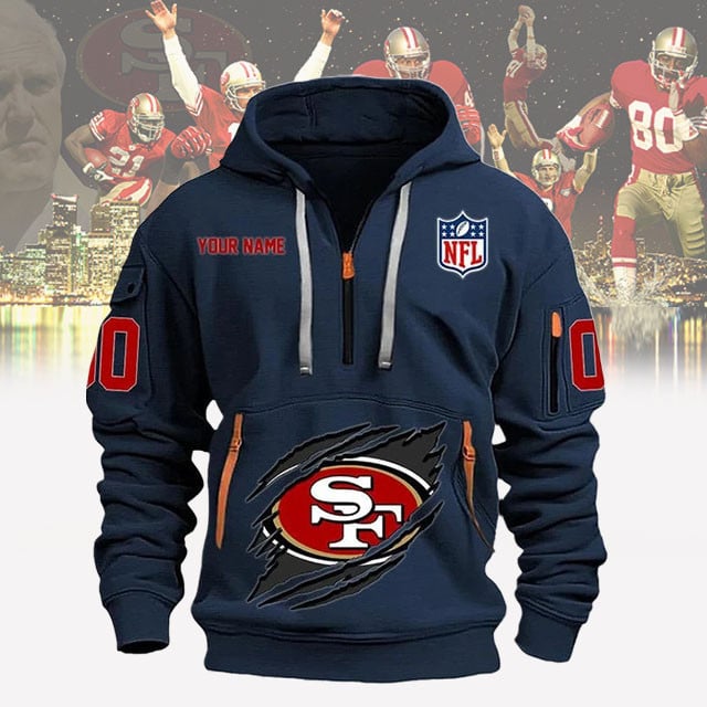San Francisco 49ers New Personalized Quarter Zip Hoodie AZBTQZH000071 - Famjoys San Francisco 49ers New Personalized Quarter Zip Hoodie AZBTQZH000071 - Famjoys