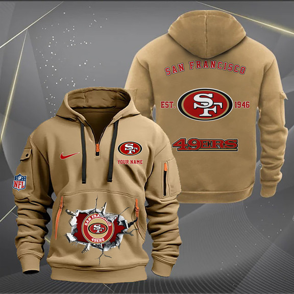 San Francisco 49ers New Personalized Quarter Zip Hoodie AZBTQZH000130 - Famjoys San Francisco 49ers New Personalized Quarter Zip Hoodie AZBTQZH000130 - Famjoys