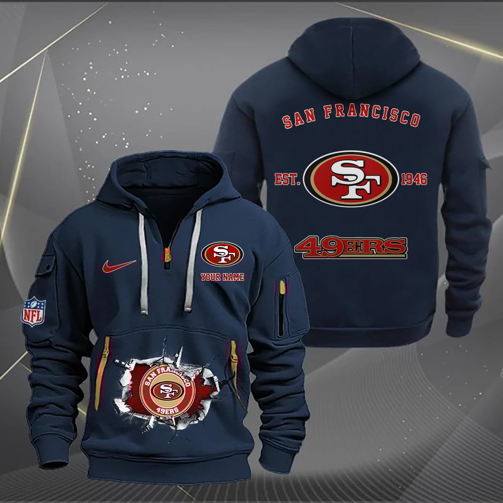 San Francisco 49ers New Personalized Quarter Zip Hoodie AZBTQZH000130 - Famjoys San Francisco 49ers New Personalized Quarter Zip Hoodie AZBTQZH000130 - Famjoys
