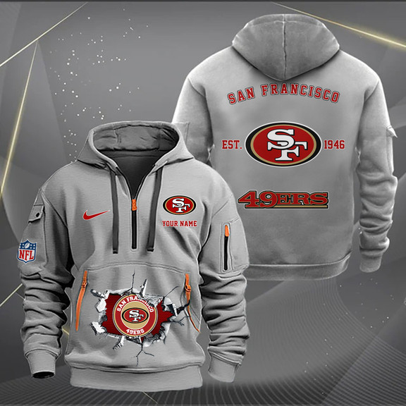 San Francisco 49ers New Personalized Quarter Zip Hoodie AZBTQZH000130 - Famjoys San Francisco 49ers New Personalized Quarter Zip Hoodie AZBTQZH000130 - Famjoys
