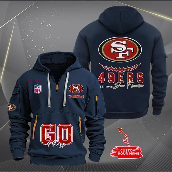 San Francisco 49ers New Personalized Quarter Zip Hoodie AZBTQZH000151 - Famjoys San Francisco 49ers New Personalized Quarter Zip Hoodie AZBTQZH000151 - Famjoys