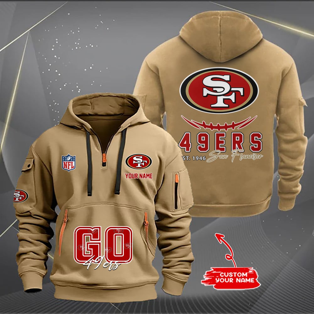 San Francisco 49ers New Personalized Quarter Zip Hoodie AZBTQZH000151 - Famjoys San Francisco 49ers New Personalized Quarter Zip Hoodie AZBTQZH000151 - Famjoys