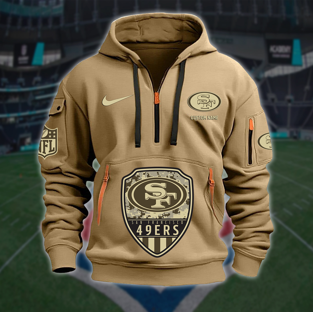 San Francisco 49ers New Personalized Quarter Zip Hoodie AZBTQZH000202 - Famjoys San Francisco 49ers New Personalized Quarter Zip Hoodie AZBTQZH000202 - Famjoys