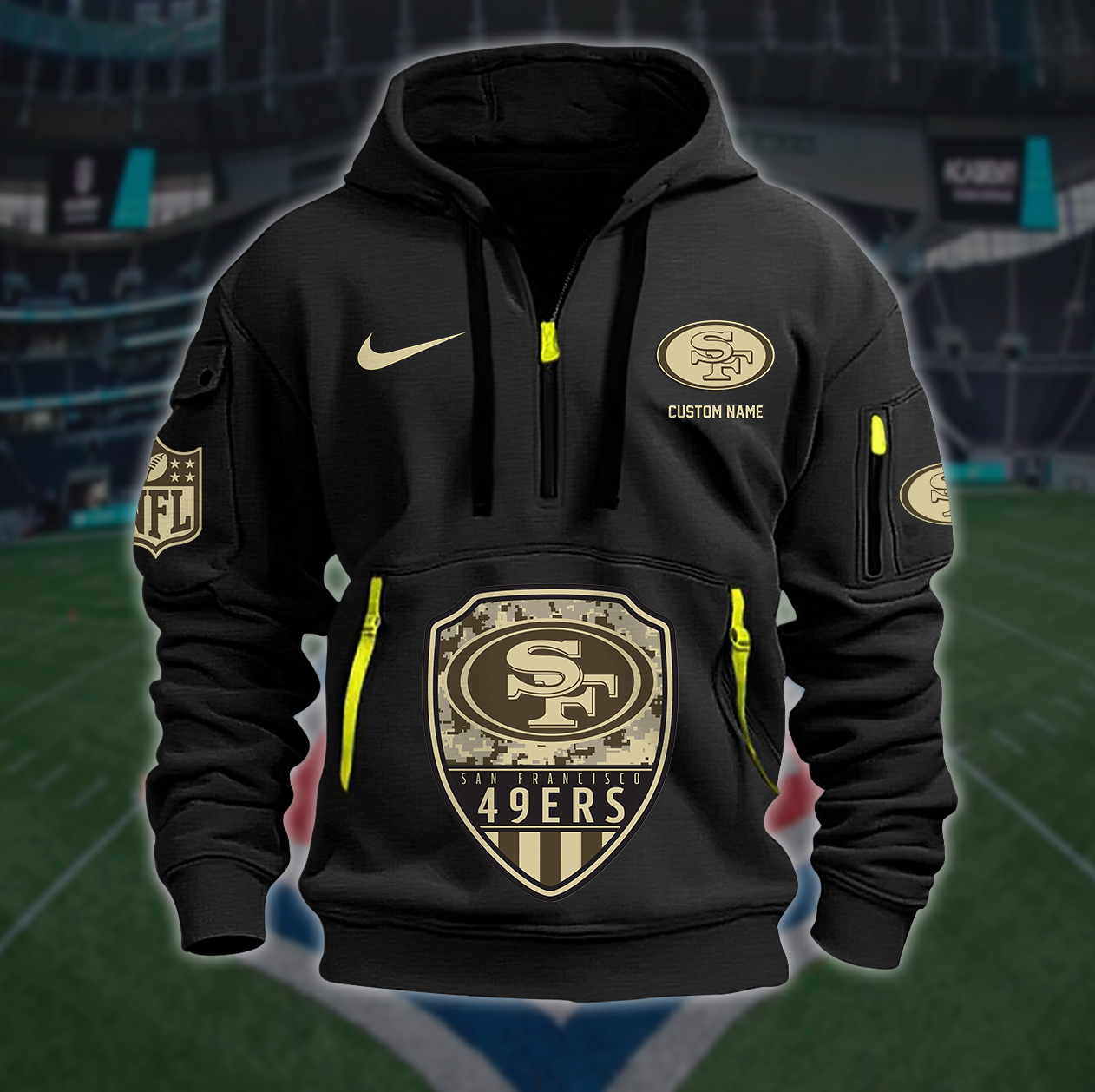 San Francisco 49ers New Personalized Quarter Zip Hoodie AZBTQZH000202 - Famjoys San Francisco 49ers New Personalized Quarter Zip Hoodie AZBTQZH000202 - Famjoys