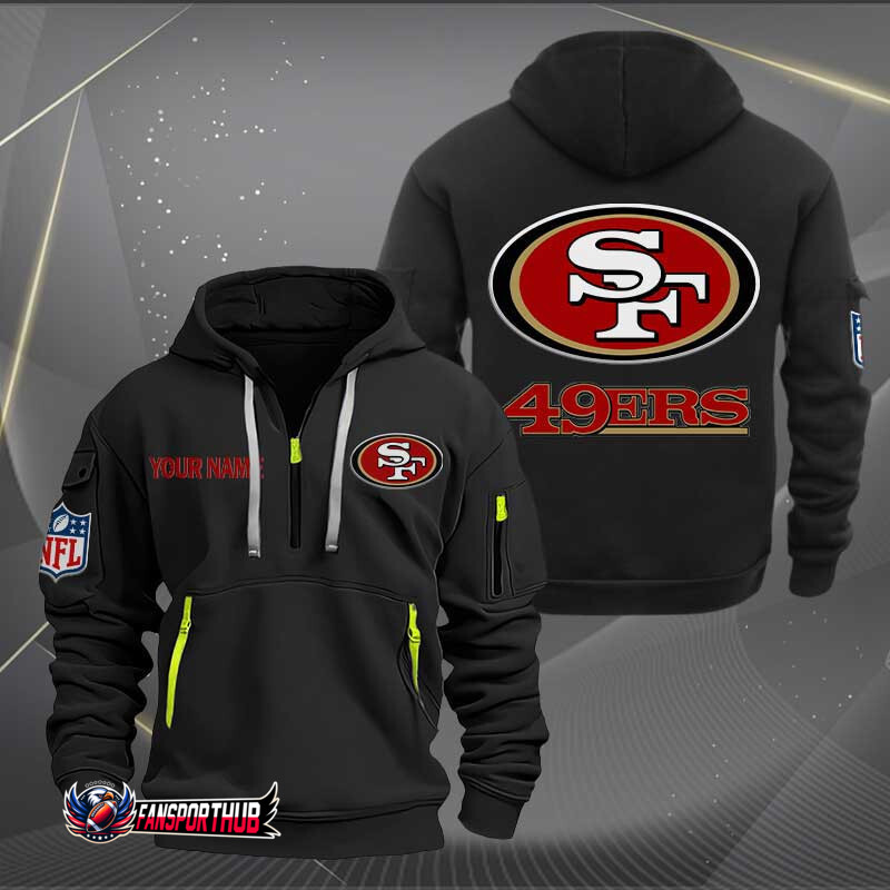 San Francisco 49ers New Personalized Quarter Zip Hoodie AZBTQZH000235 - Famjoys San Francisco 49ers New Personalized Quarter Zip Hoodie AZBTQZH000235 - Famjoys