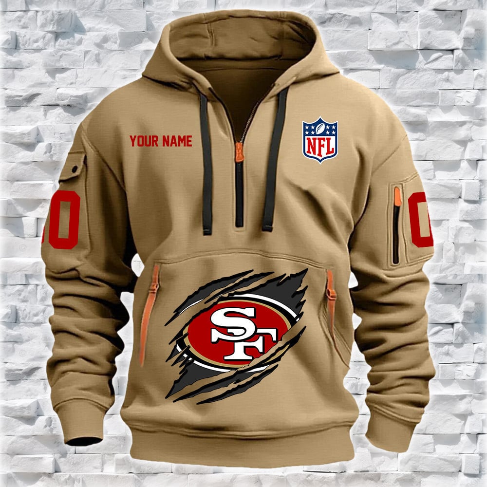 San Francisco 49ers New Personalized Quarter Zip Hoodie NA026 - Famjoys San Francisco 49ers New Personalized Quarter Zip Hoodie NA026 - Famjoys