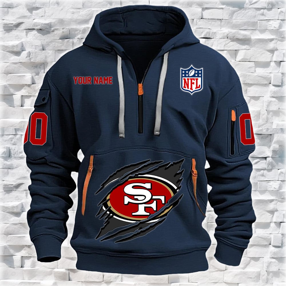 San Francisco 49ers New Personalized Quarter Zip Hoodie NA026 - Famjoys San Francisco 49ers New Personalized Quarter Zip Hoodie NA026 - Famjoys