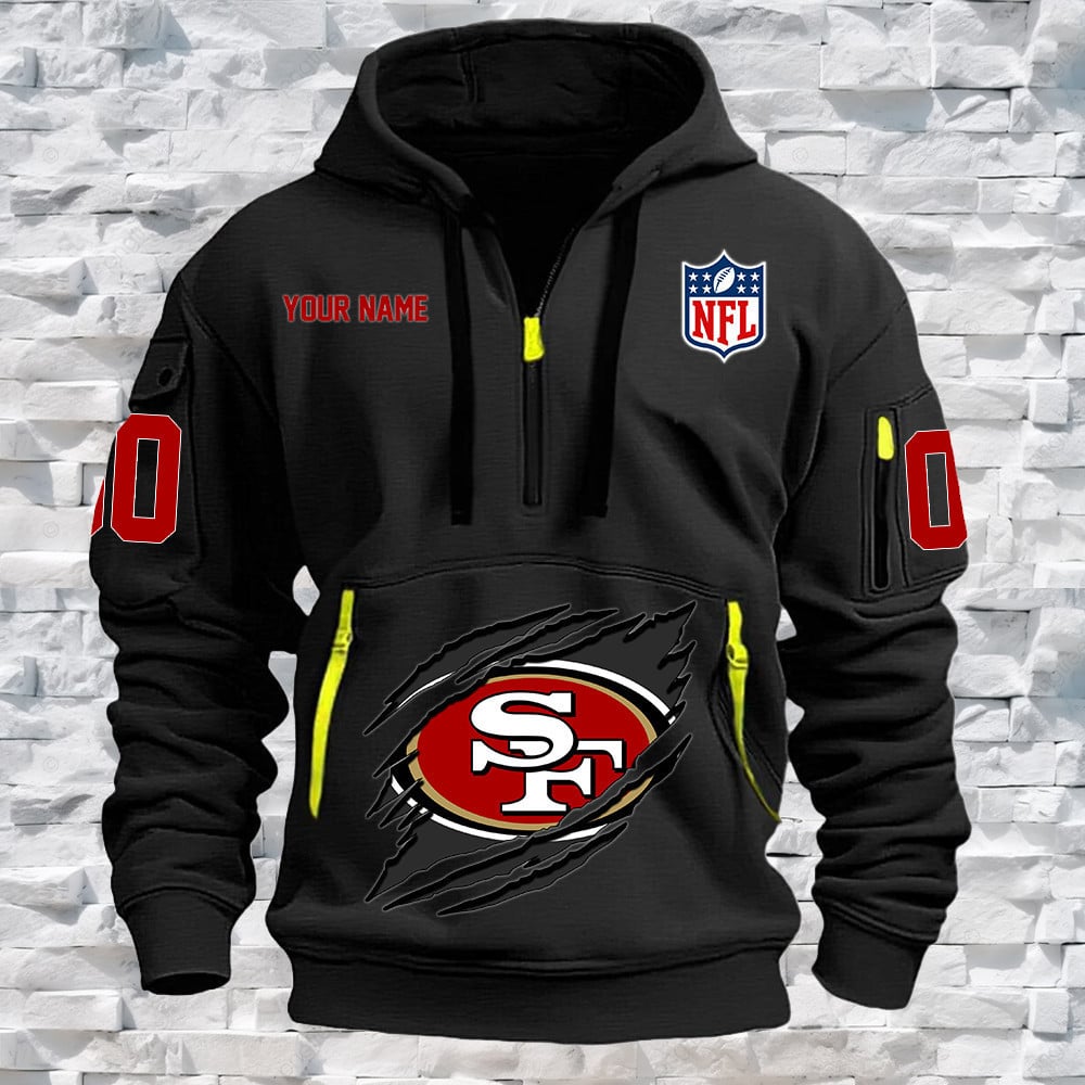 San Francisco 49ers New Personalized Quarter Zip Hoodie NA026 - Famjoys San Francisco 49ers New Personalized Quarter Zip Hoodie NA026 - Famjoys