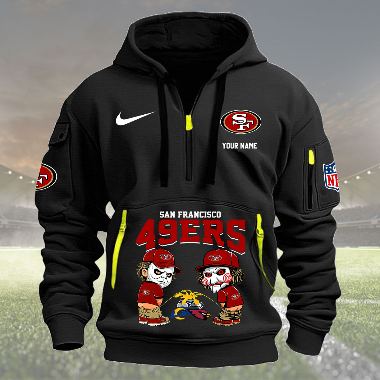 San Francisco 49ers Personalized Quarter Zip Hoodie New Collection AZBTQZH000302 - Famjoys San Francisco 49ers Personalized Quarter Zip Hoodie New Collection AZBTQZH000302 - Famjoys