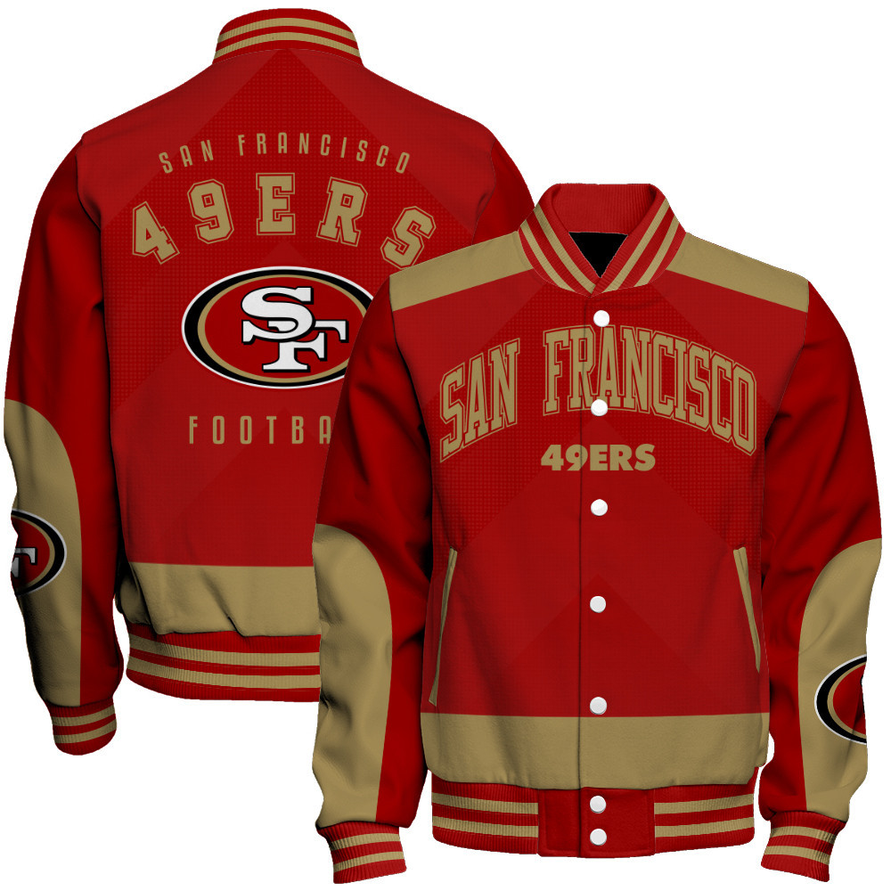 San Francisco 49ers - Stay Ahead Of The Trend Unisex Varsity Jacket - Famjoys San Francisco 49ers - Stay Ahead Of The Trend Unisex Varsity Jacket - Famjoys