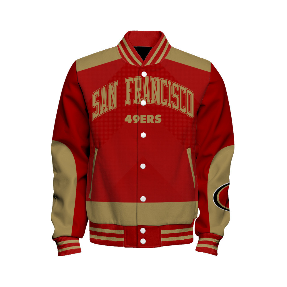 San Francisco 49ers - Stay Ahead Of The Trend Unisex Varsity Jacket - Famjoys San Francisco 49ers - Stay Ahead Of The Trend Unisex Varsity Jacket - Famjoys