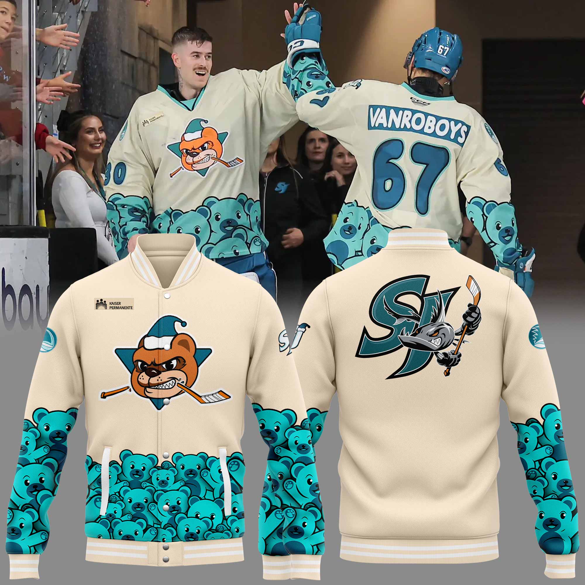 San Jose Barracuda Baseball Jacket AHL 2024 - Famjoys San Jose Barracuda Baseball Jacket AHL 2024 - Famjoys