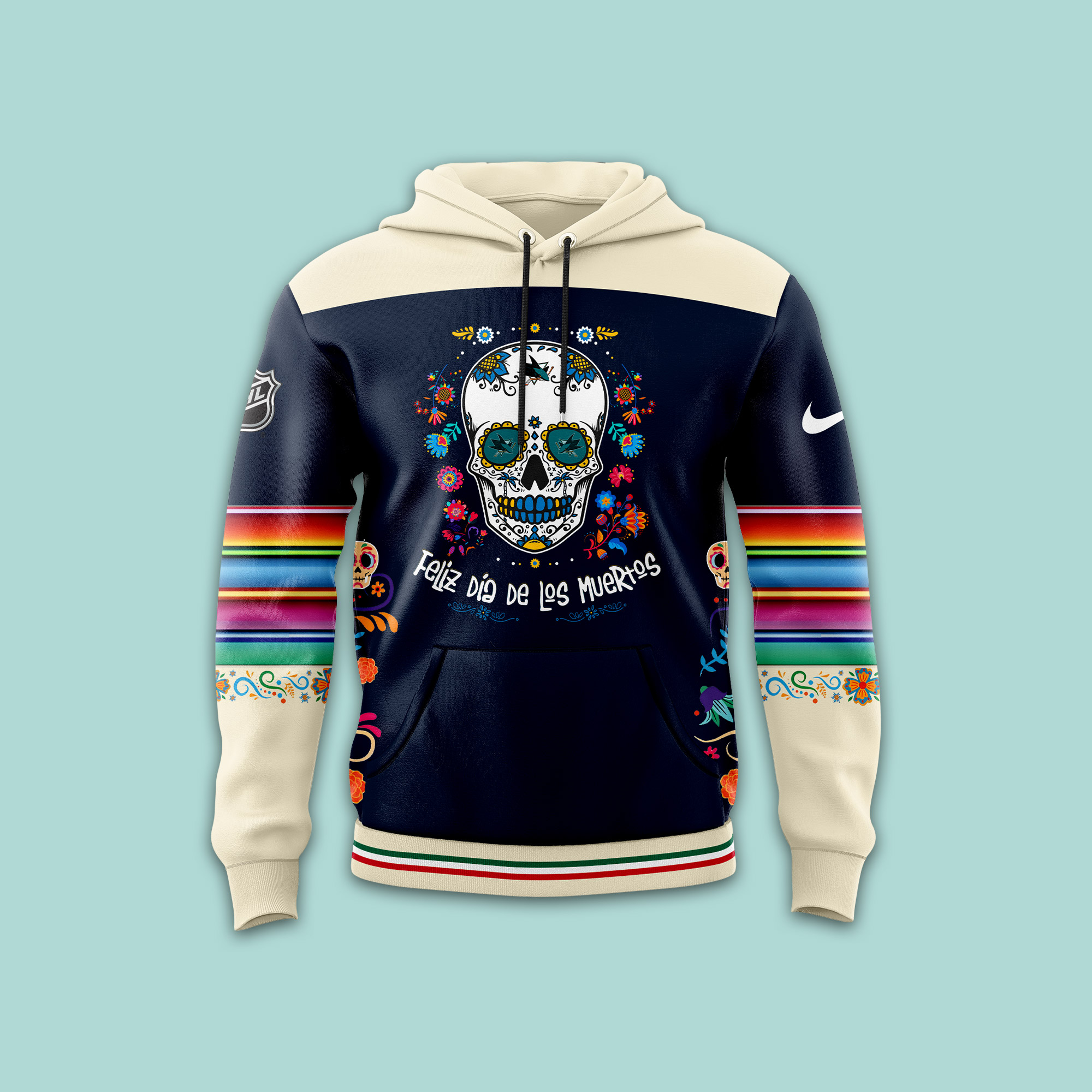 San Jose Sharks NHL Dia De Los Muertos Premium Pullover Hoodie - Famjoys San Jose Sharks NHL Dia De Los Muertos Premium Pullover Hoodie - Famjoys
