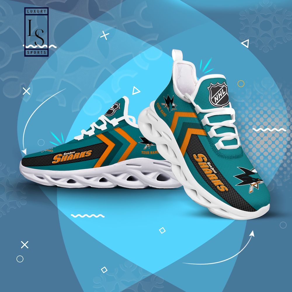 San Jose Sharks NHL Personalized Max Soul Shoes - Famjoys San Jose Sharks NHL Personalized Max Soul Shoes - Famjoys