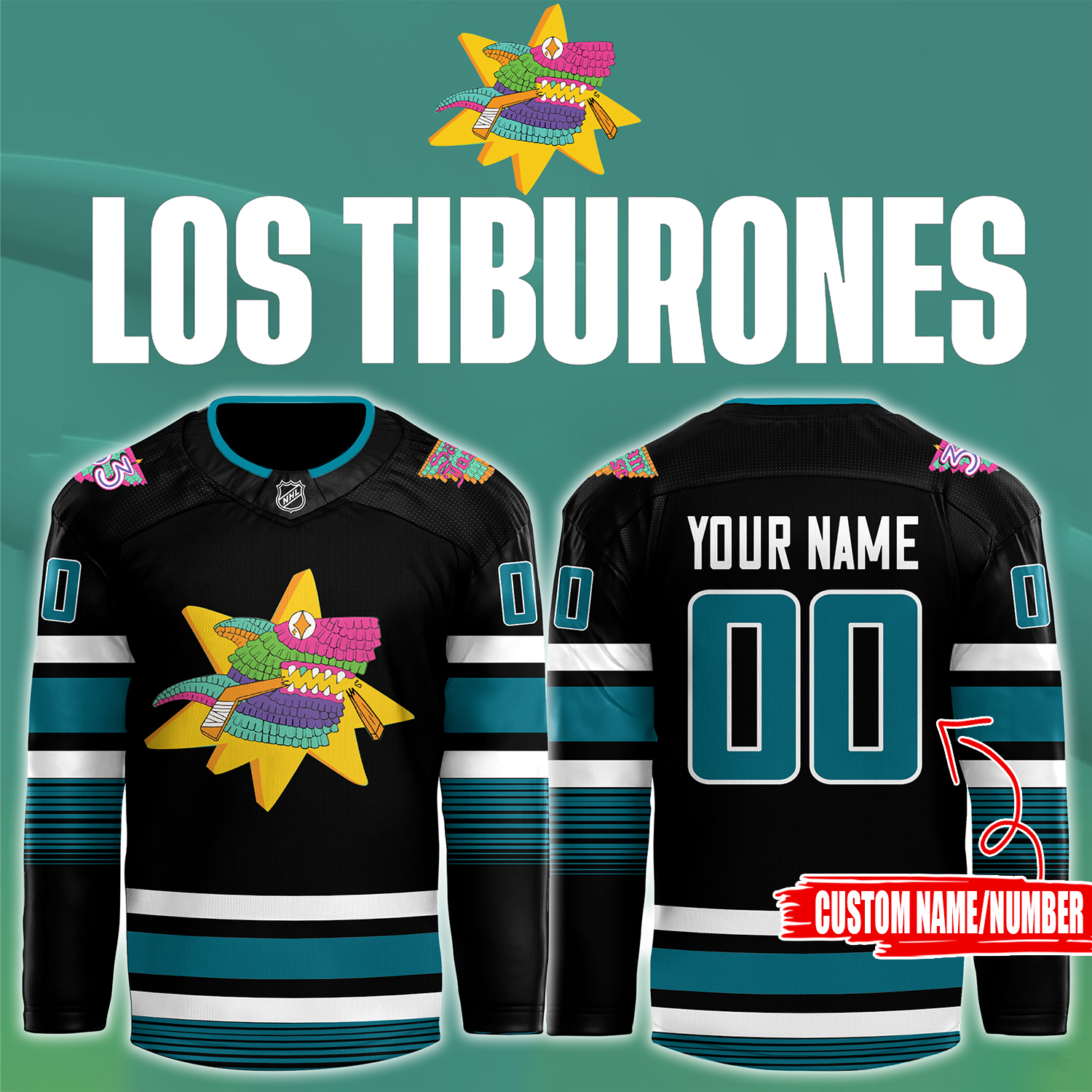 San Jose Sharks x Los Tibs Jersey - Famjoys San Jose Sharks x Los Tibs Jersey - Famjoys