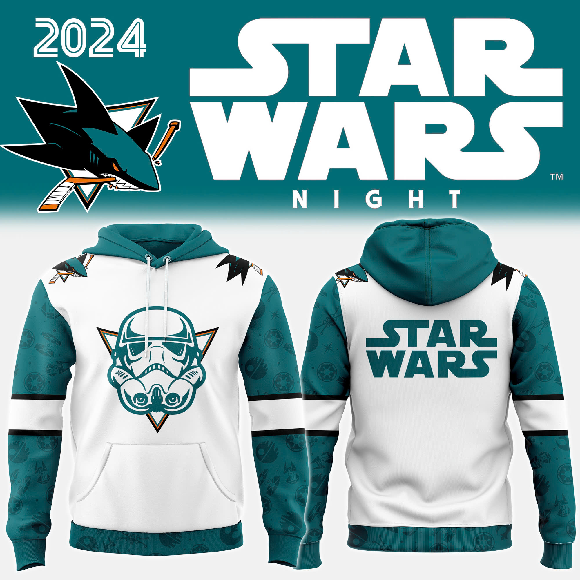 San Jose Sharks x Star Wars Night Hoodie - Famjoys San Jose Sharks x Star Wars Night Hoodie - Famjoys