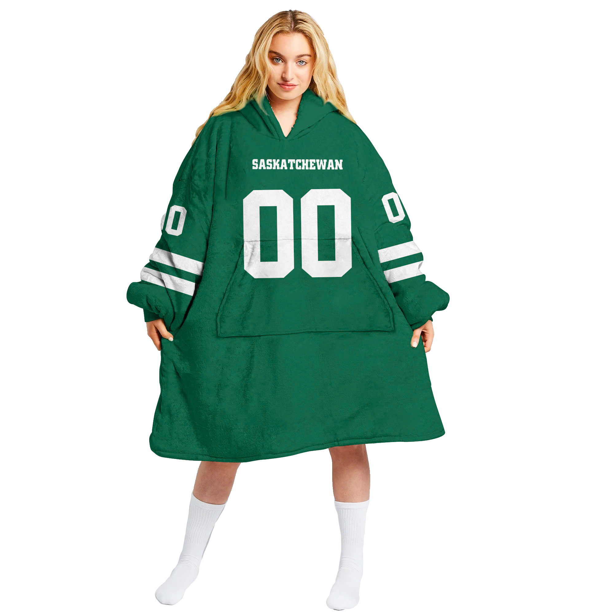 Saskatchewan Roughriders Custom Blanket Hoodie - Famjoys Saskatchewan Roughriders Custom Blanket Hoodie - Famjoys